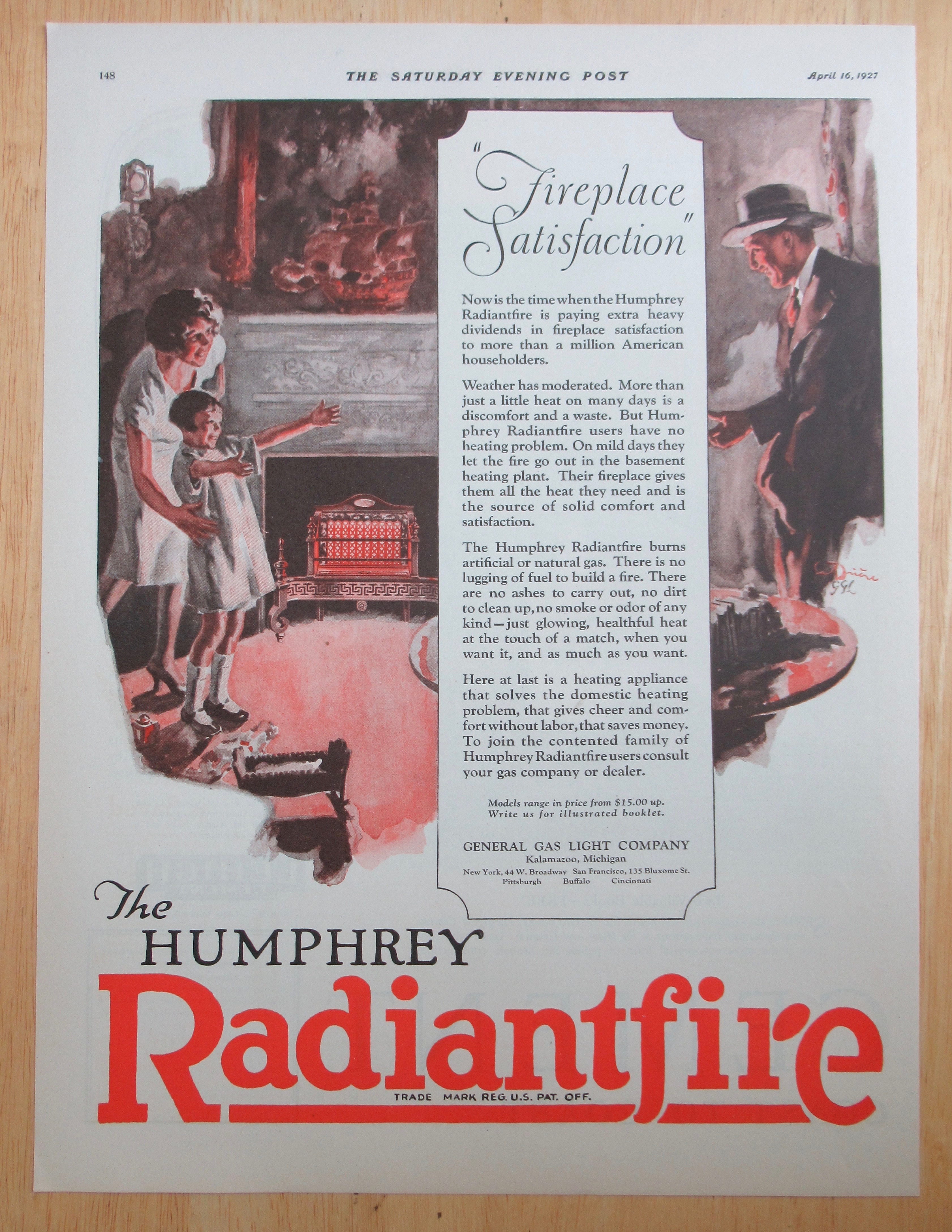 1927 Humphrey Radiantfire with Family Staying Warm