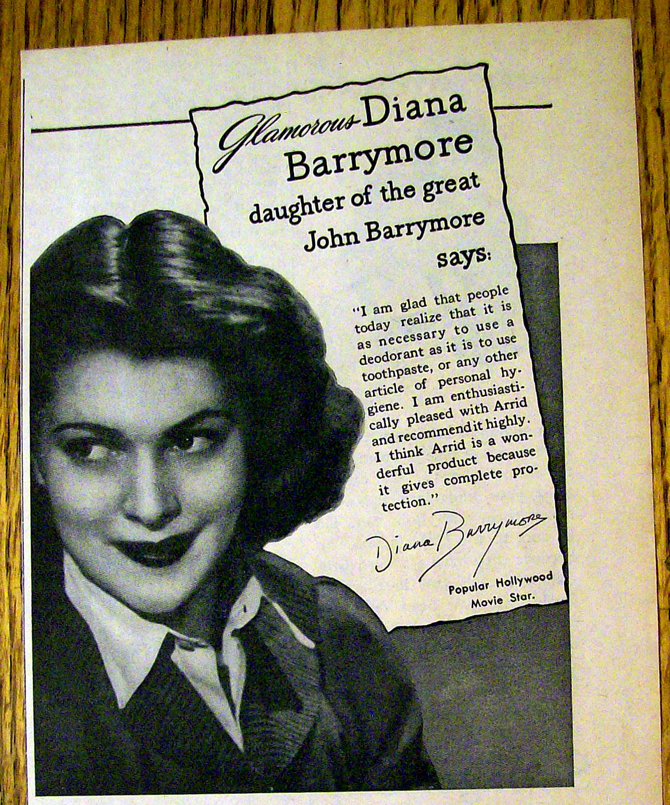 1945 Arrid Deodorant with Diana Barrymore