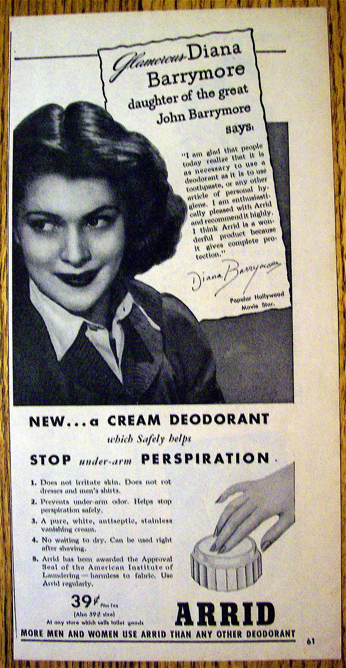 1945 Arrid Deodorant with Diana Barrymore