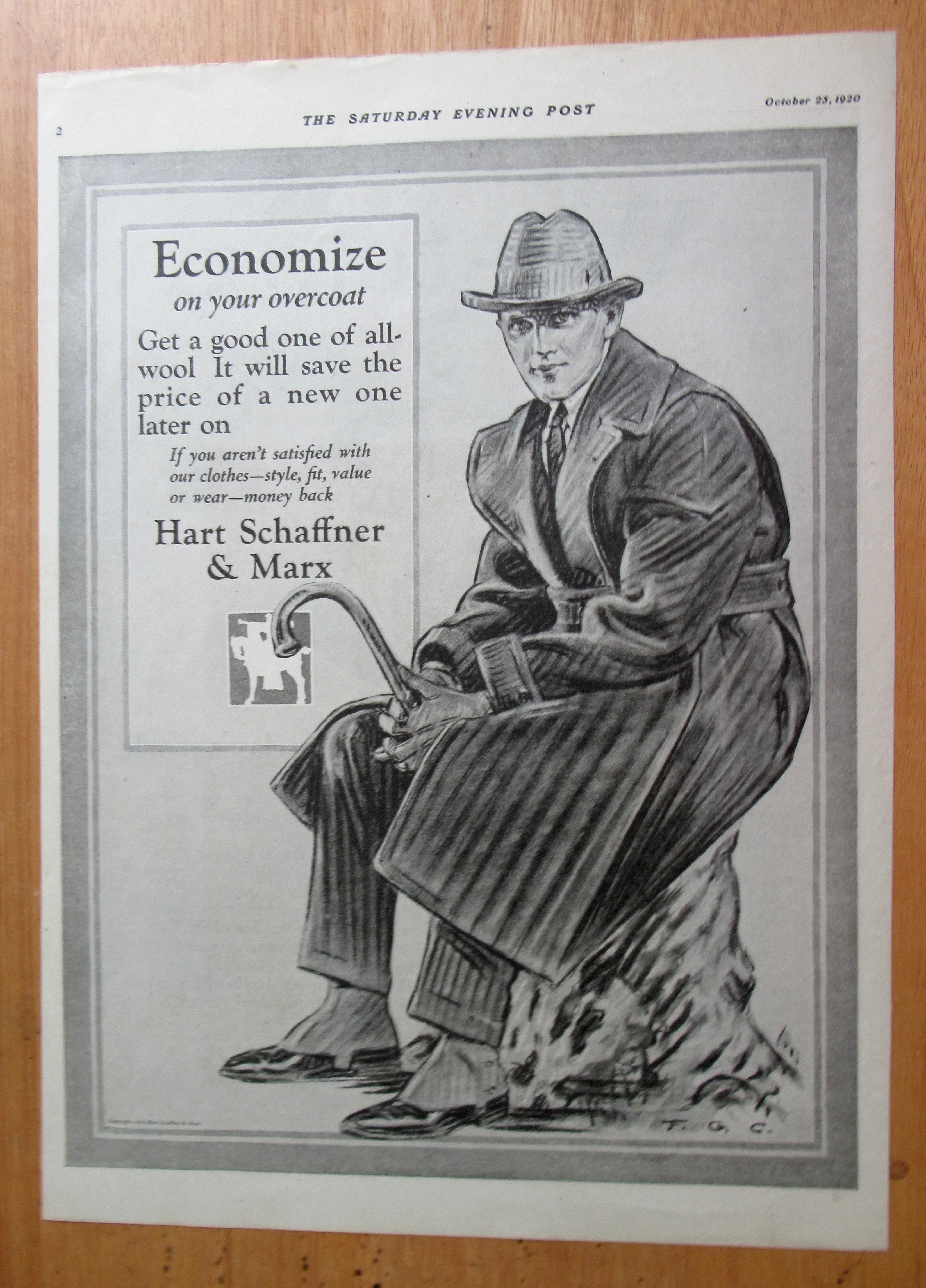 1920 Hart Schaffner & Marx with Man in Overcoat & Hat