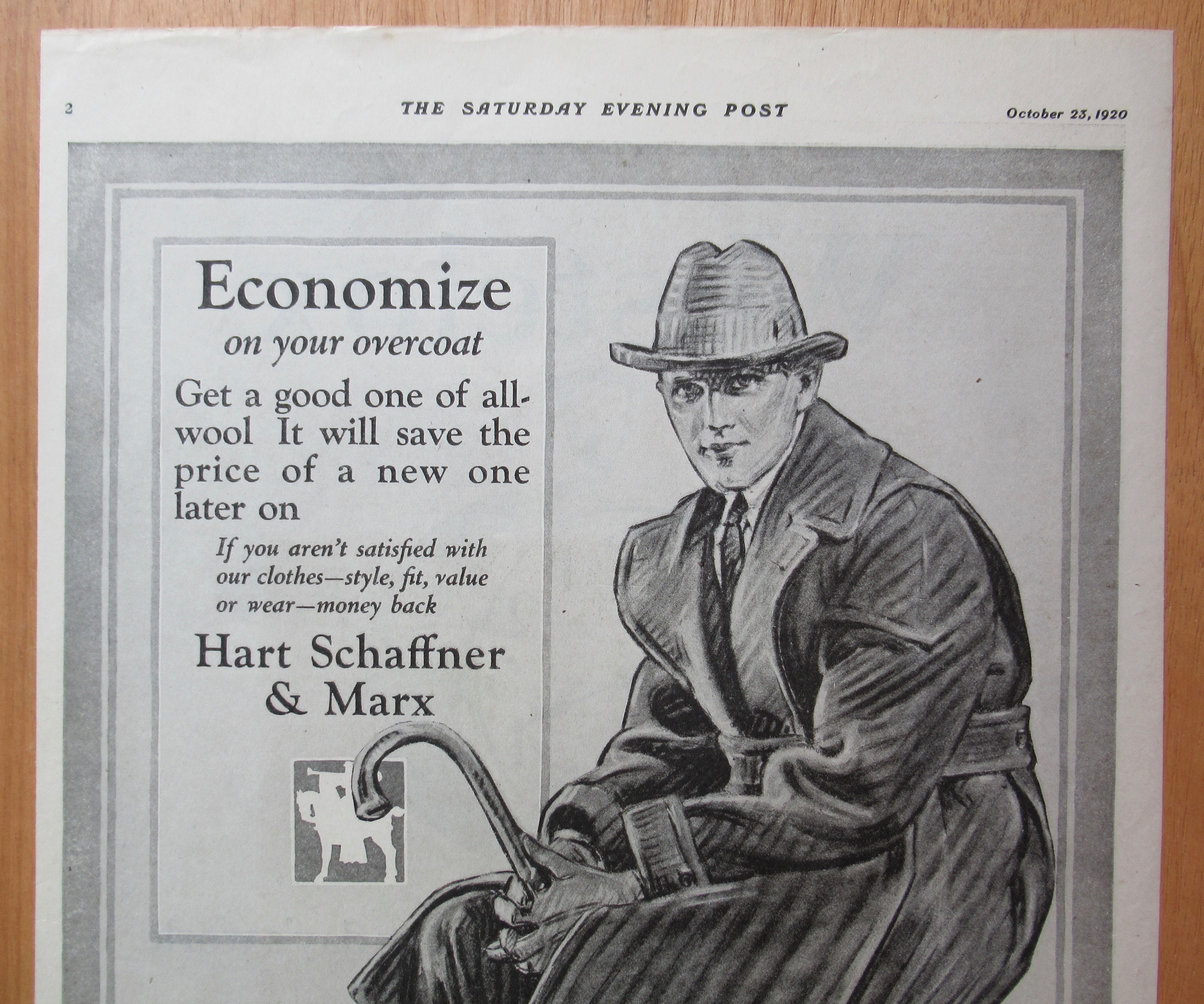 1920 Hart Schaffner & Marx with Man in Overcoat & Hat