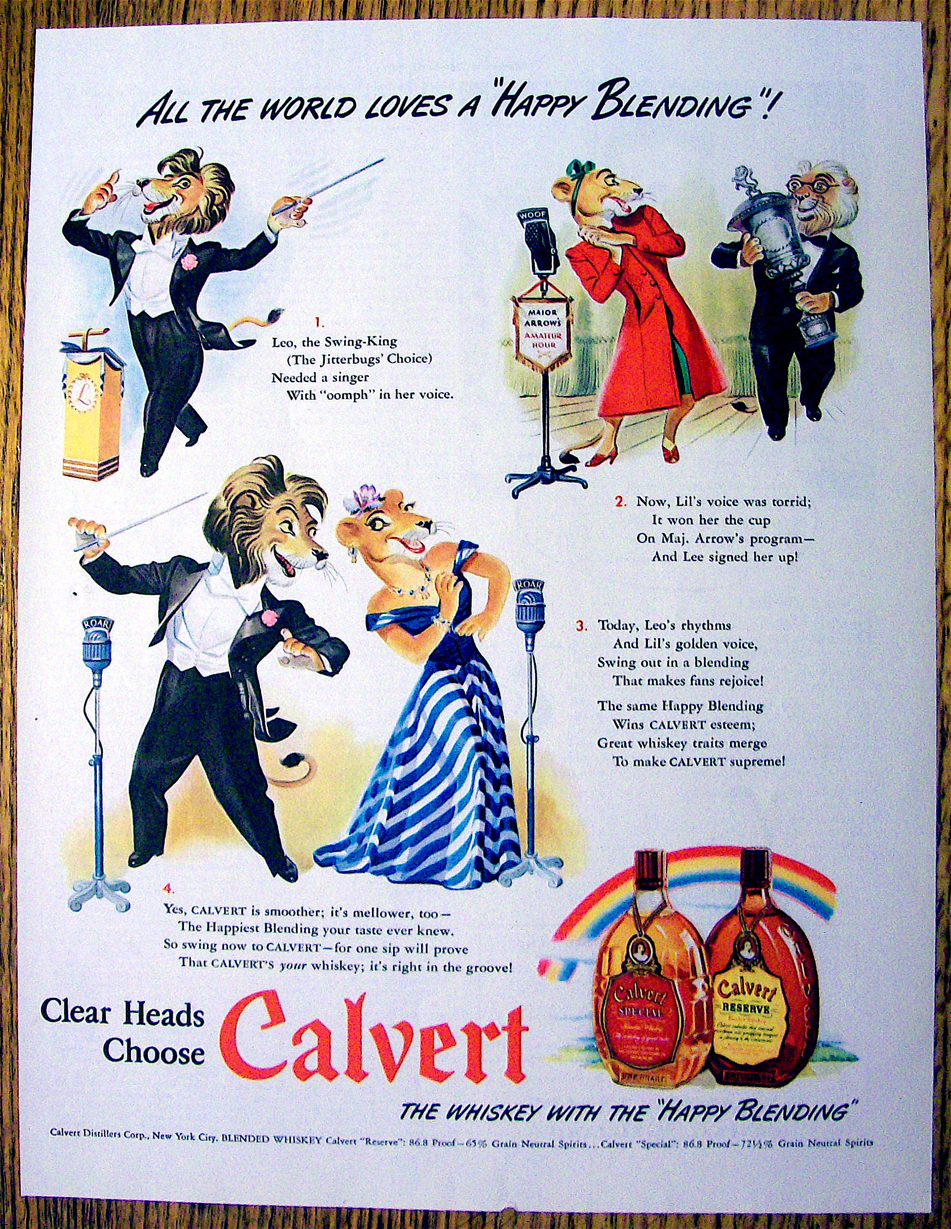 1942 Calvert Whiskey with Leo the Swing King