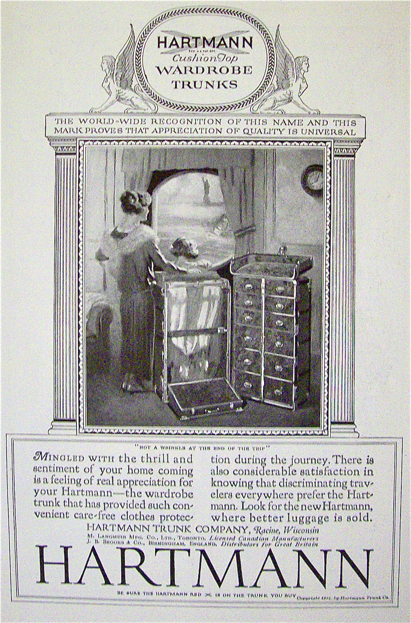 1924 Hartmann Trunk Co with Woman & Child