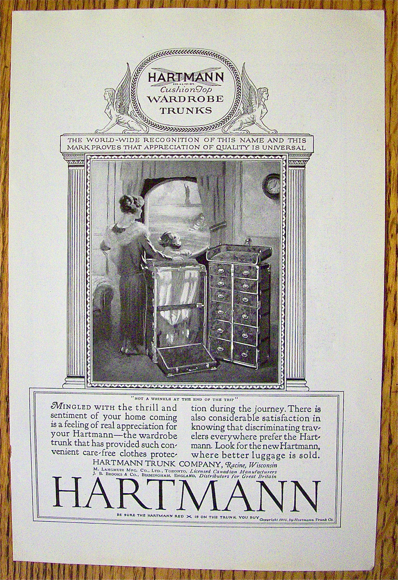 1924 Hartmann Trunk Co with Woman & Child