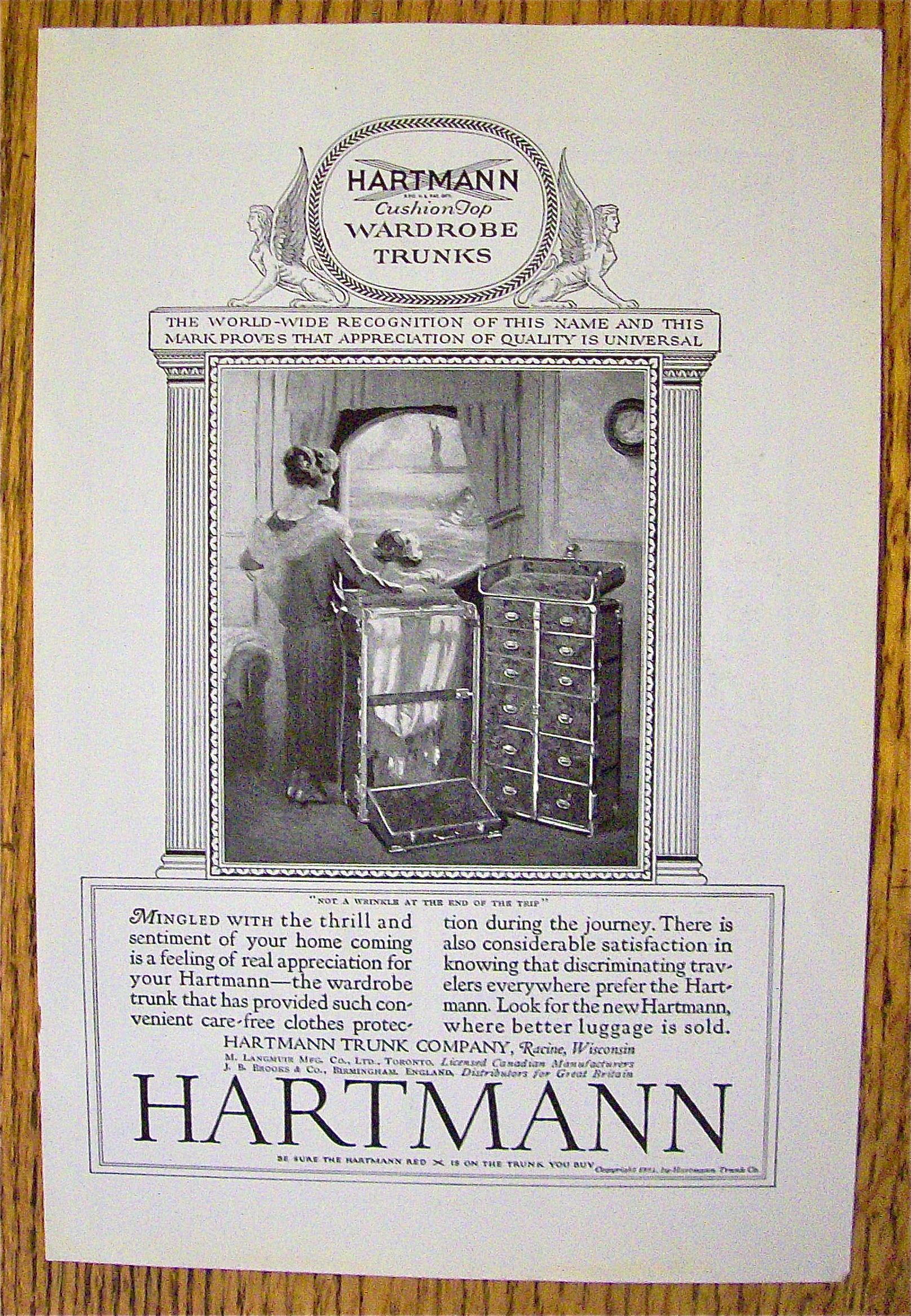 1924 Hartmann Trunk Co with Woman & Child