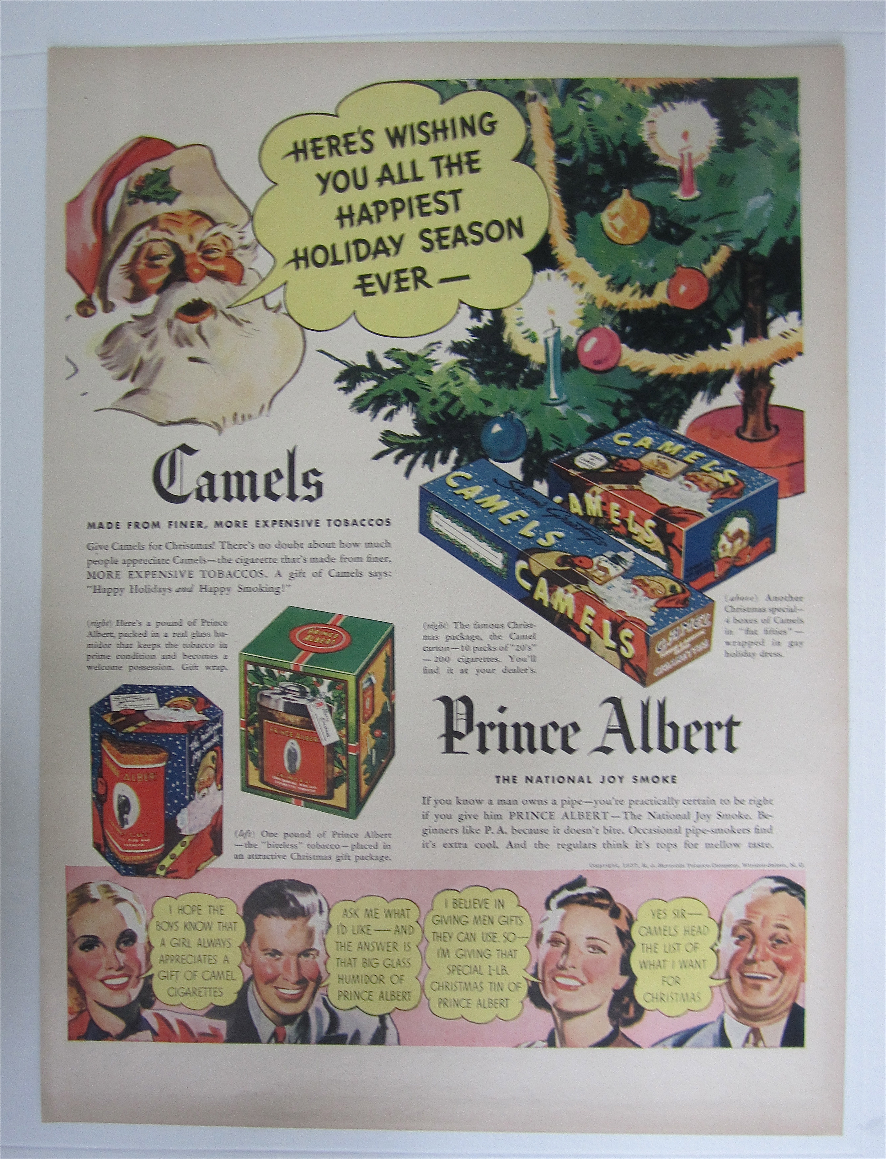 1937 Camel Cigarettes & Prince Albert with Santa Claus