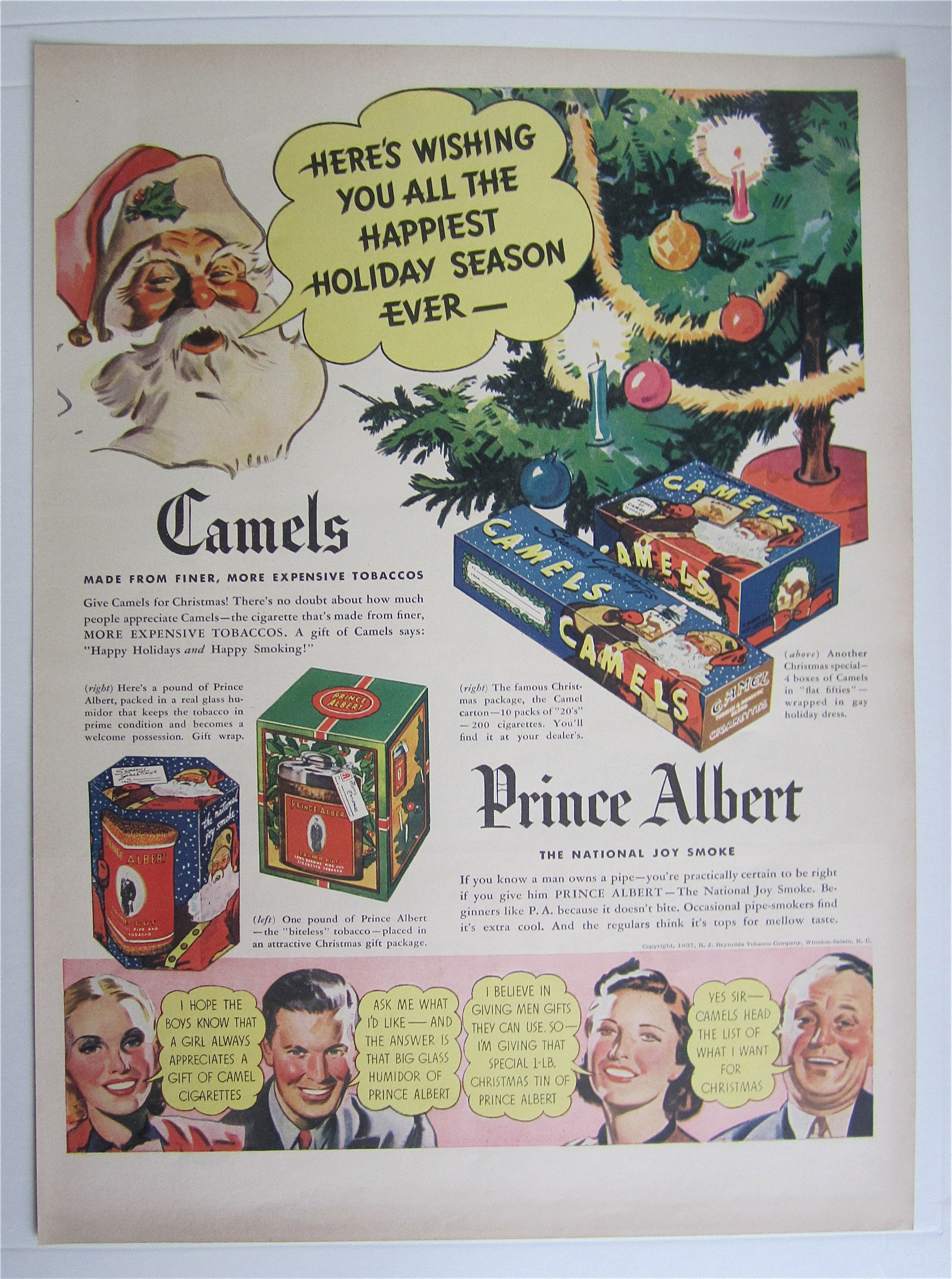 1937 Camel Cigarettes & Prince Albert with Santa Claus