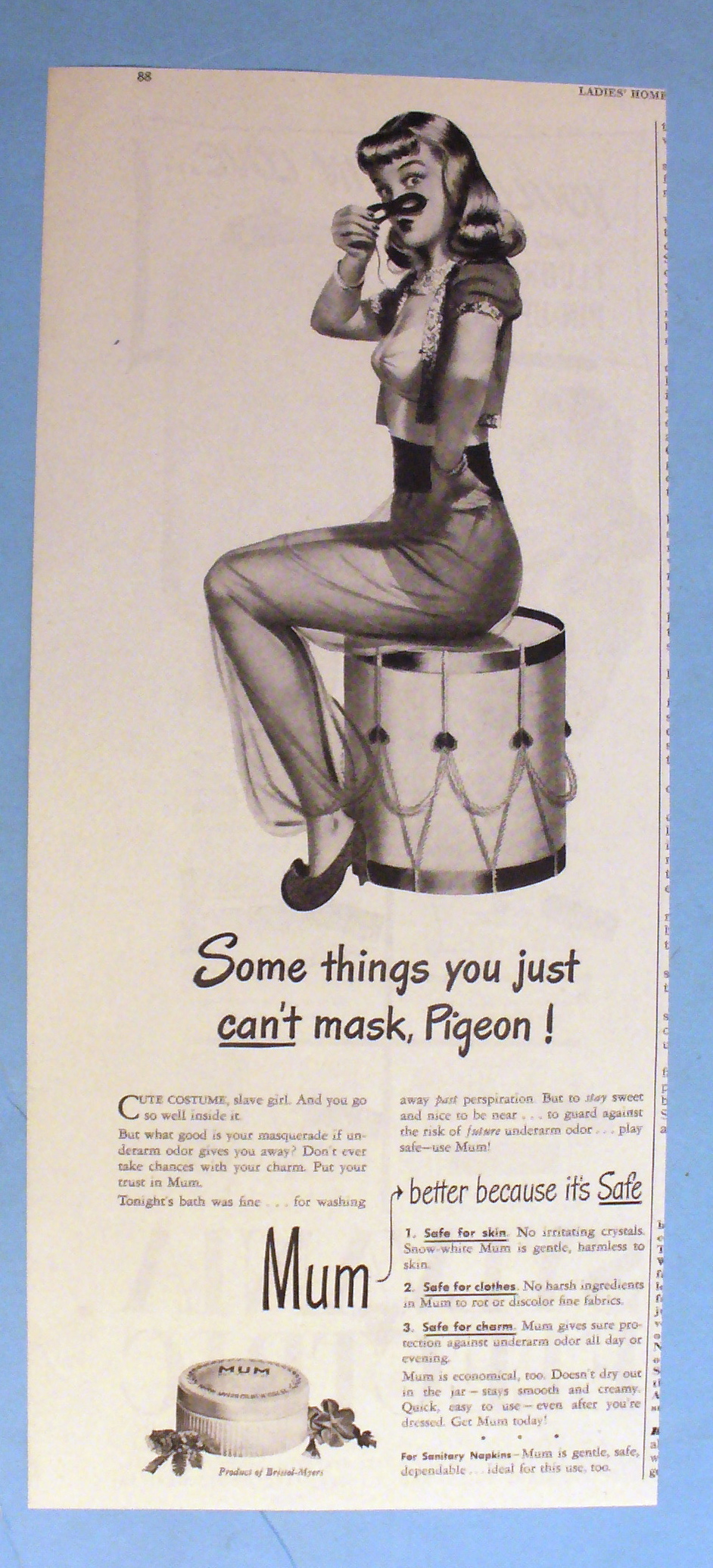 1946 Mum Deodorant with Woman as Jeannie on a Drum
