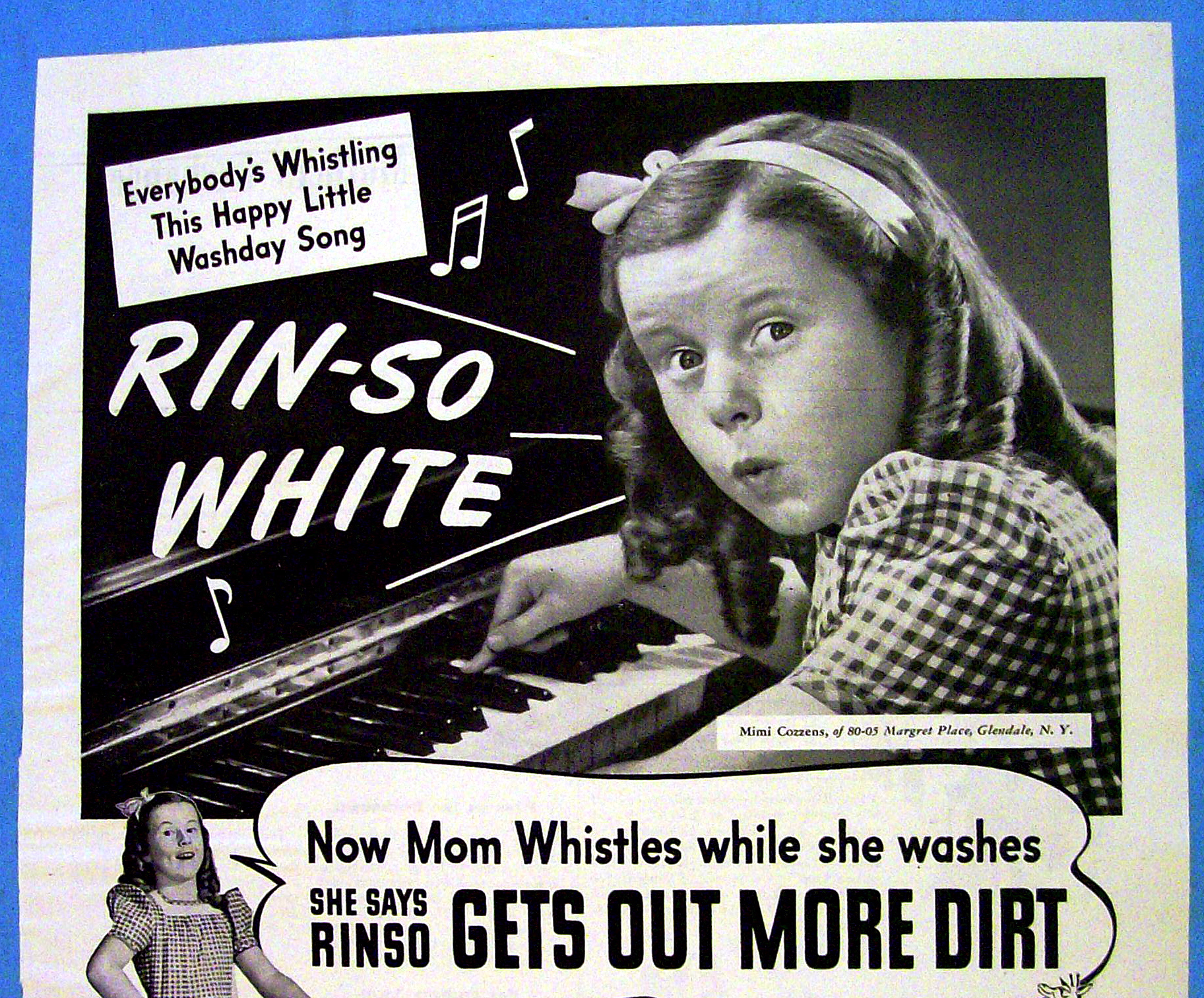 1944 Rinso Soap w/ Girl Playing Piano