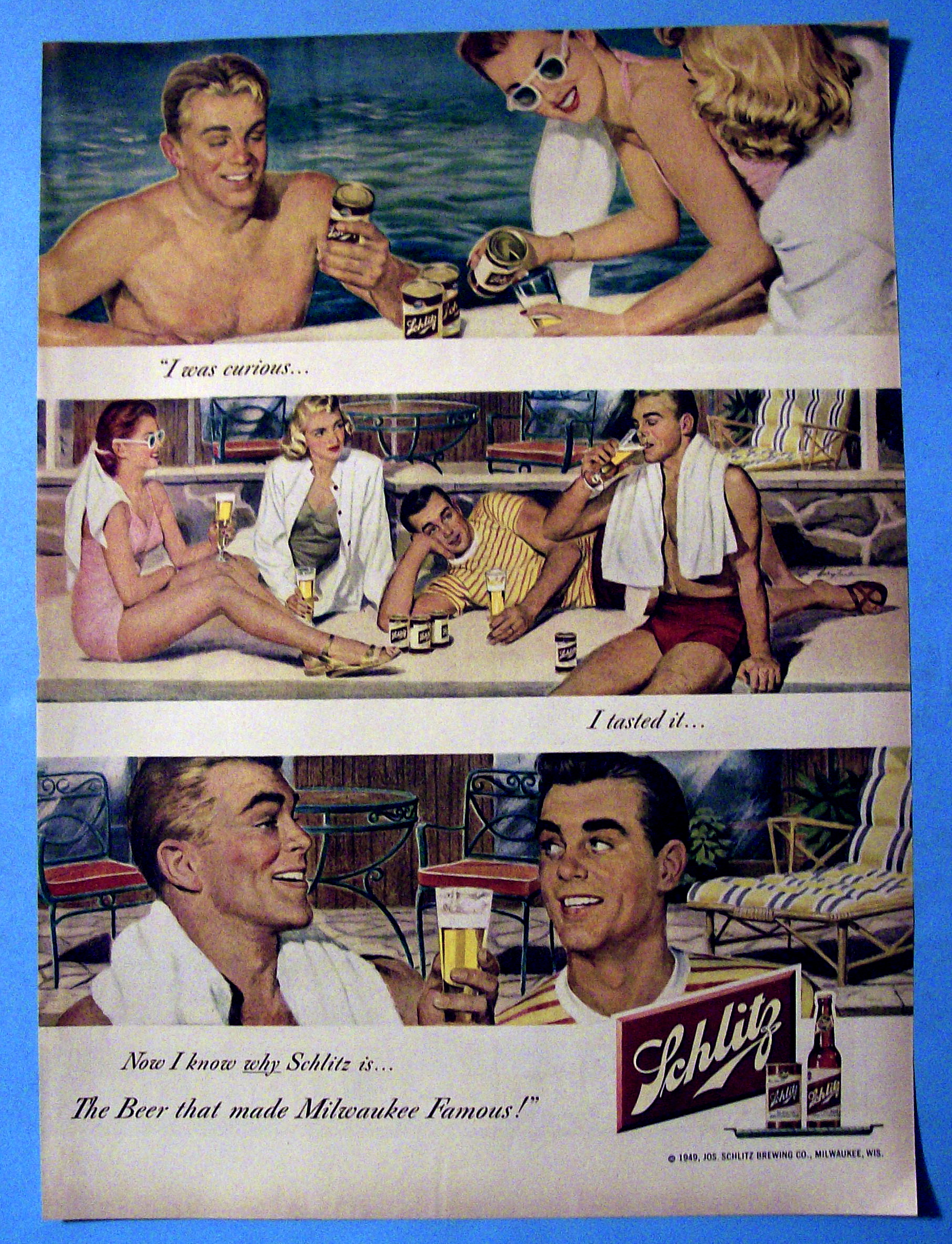 1949 Schlitz Beer with People by the Pool