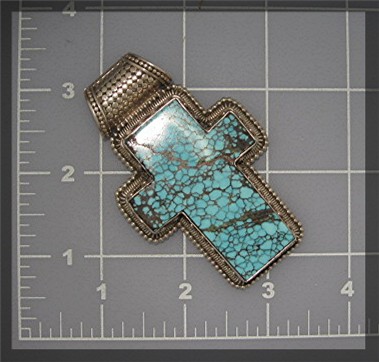 Tibetan Turquoise Sterling Silver  Cross Pendant