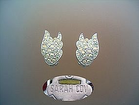 Sarah Coventry clip earrings crystal encrusted