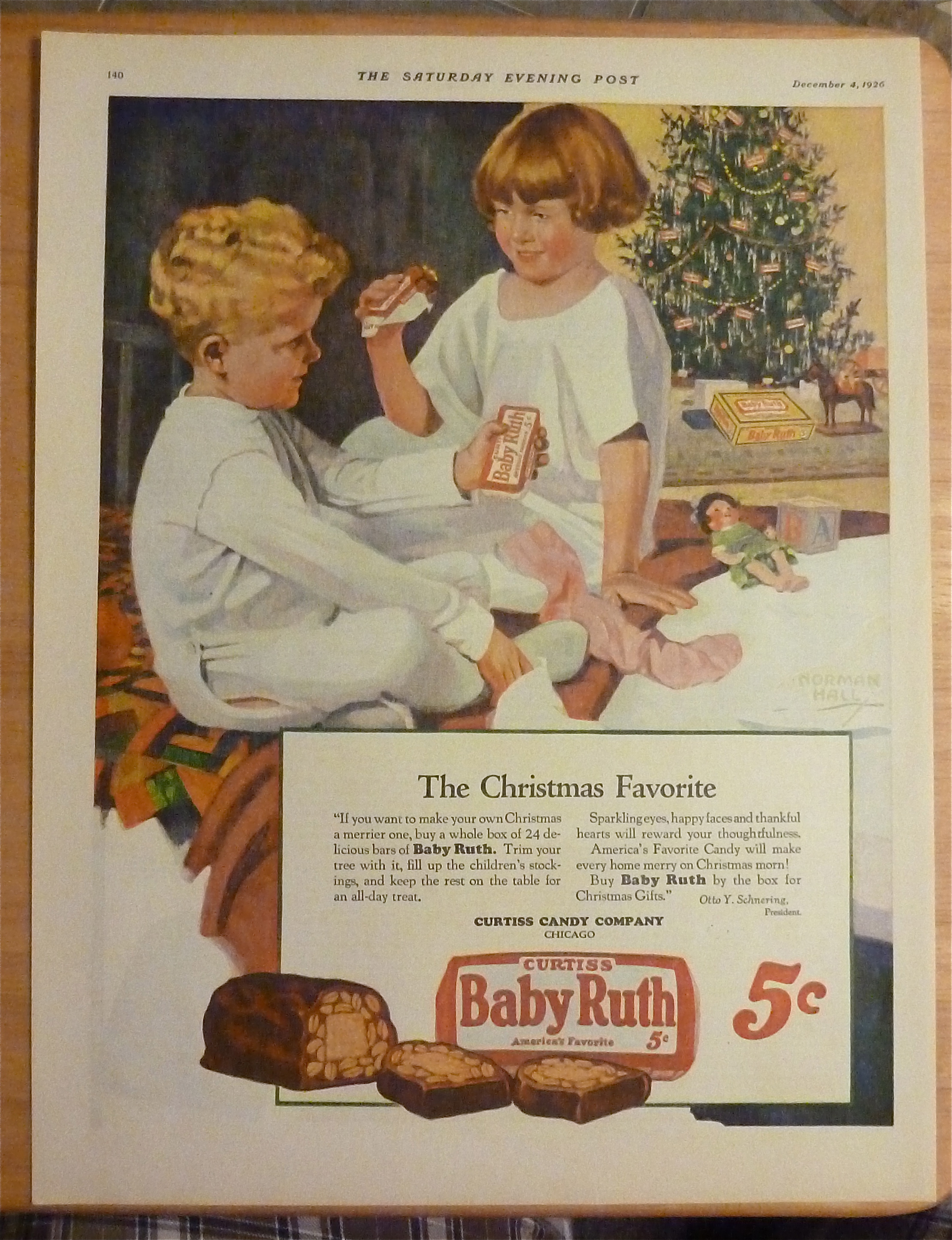 1926 Baby Ruth Candy Bar w/Children By A Christmas Tree