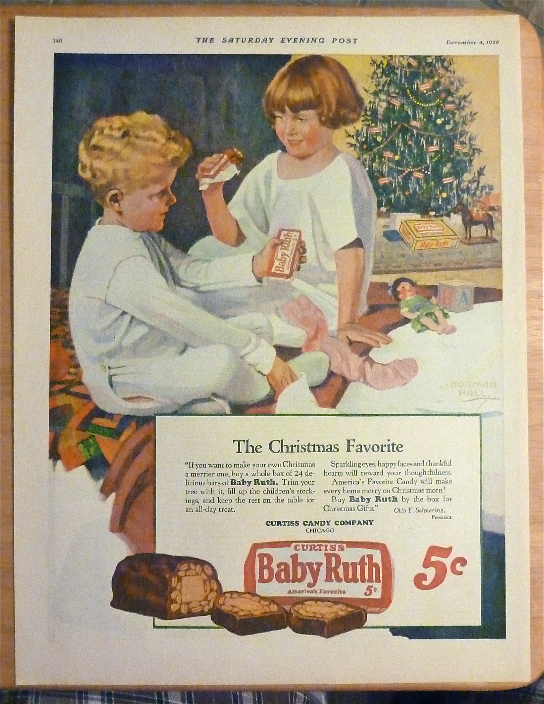 1926 Baby Ruth Candy Bar w/Children By A Christmas Tree