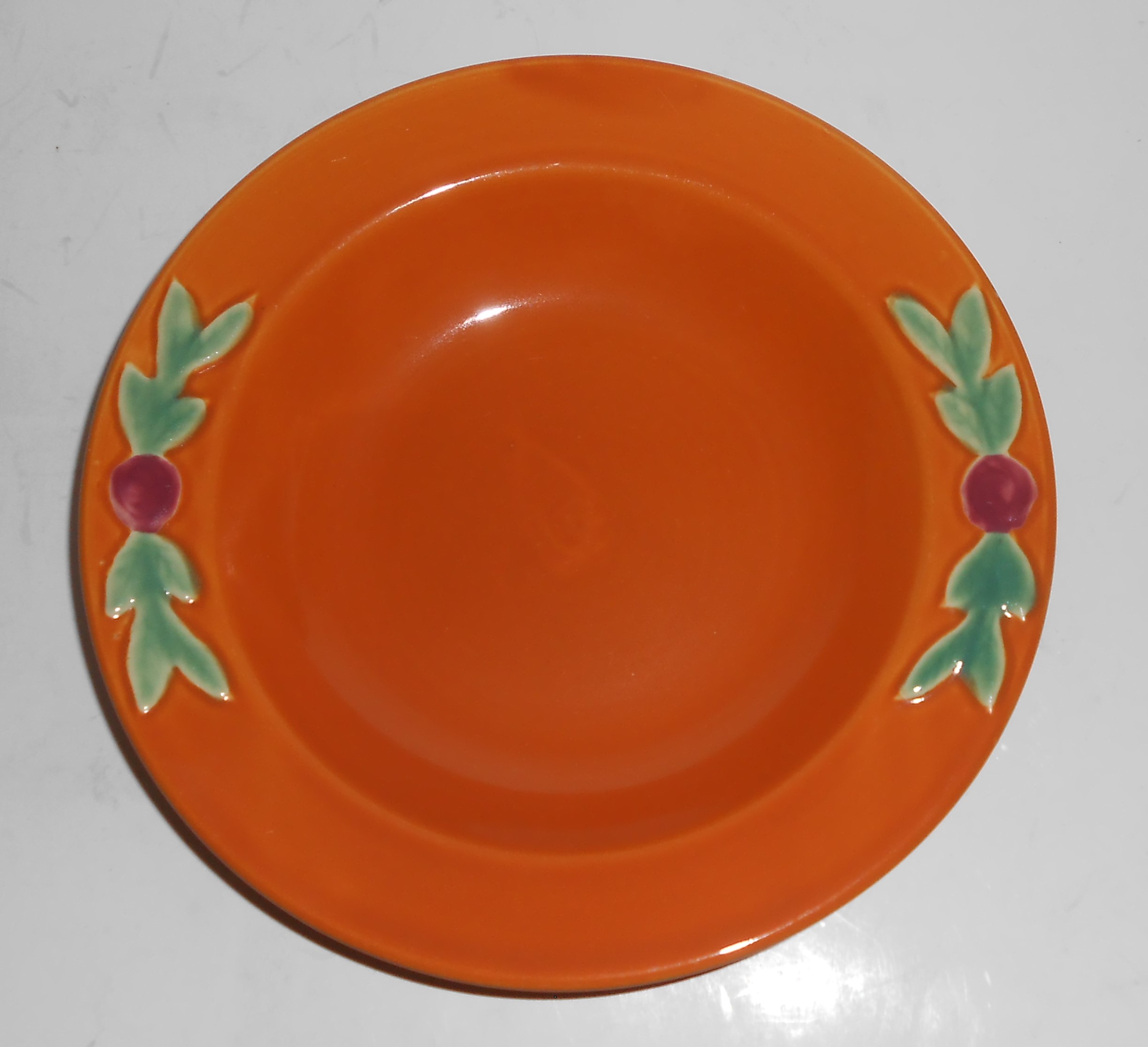 Coors Pottery Rosebud Orange Rimmed Soup Bowl MINT