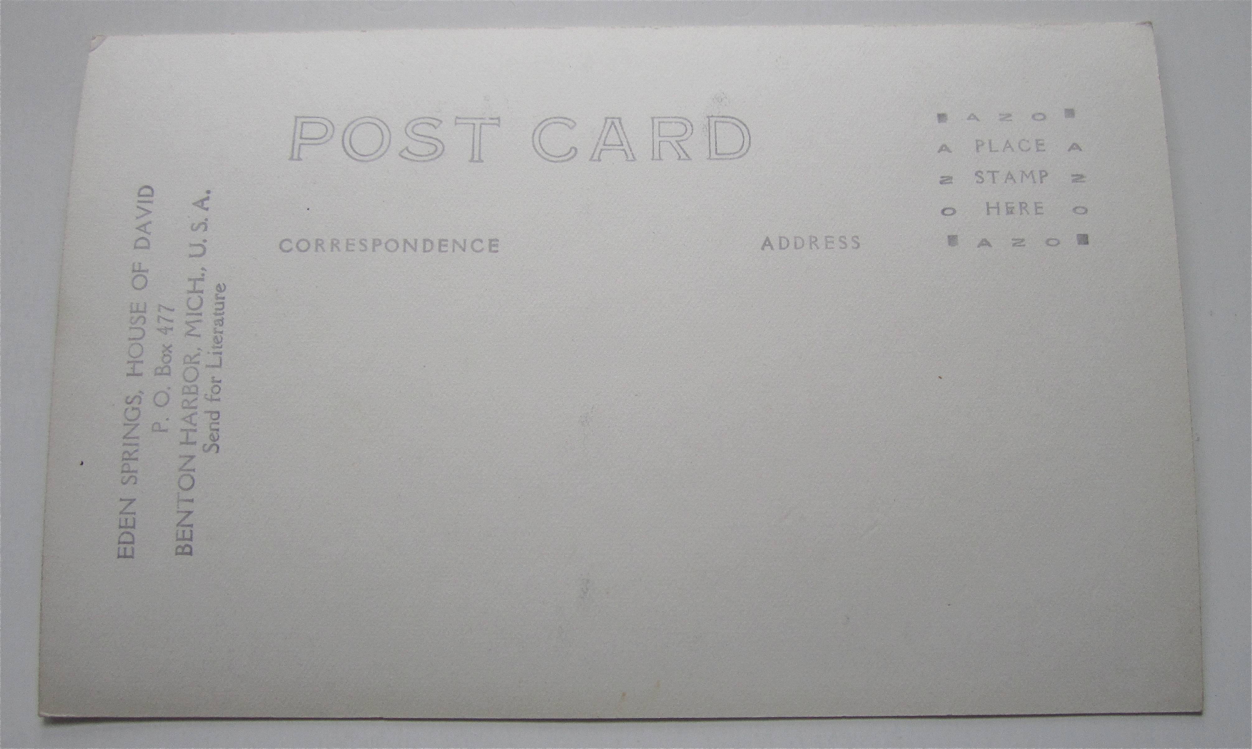 Eden Springs, House Of David Postcard