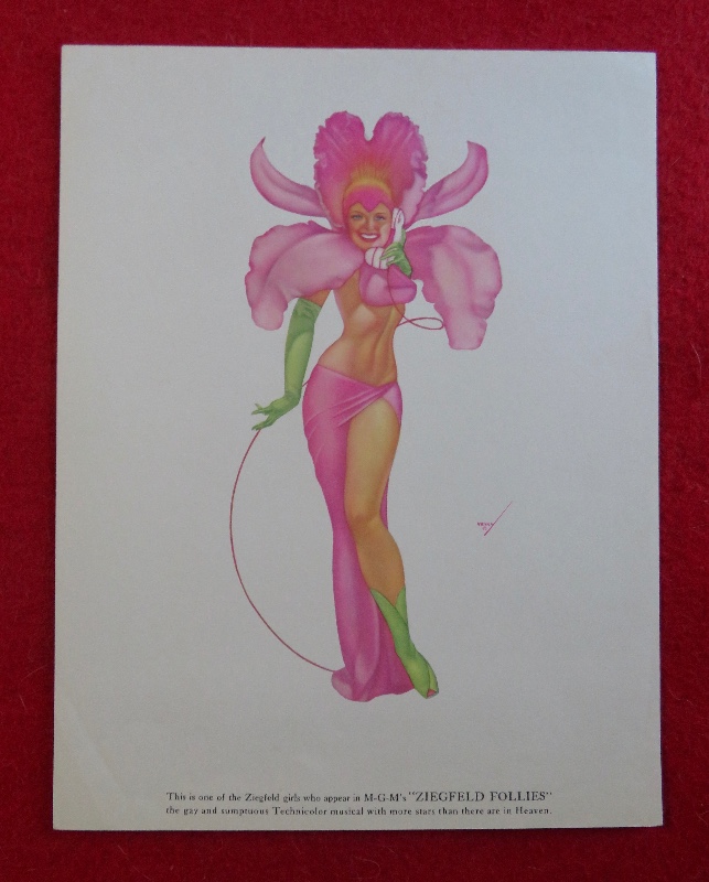 1940's Sexy George Petty Ziegfeld Follies Pin Up Girl Wearing A Flower Costume While On The Telephone