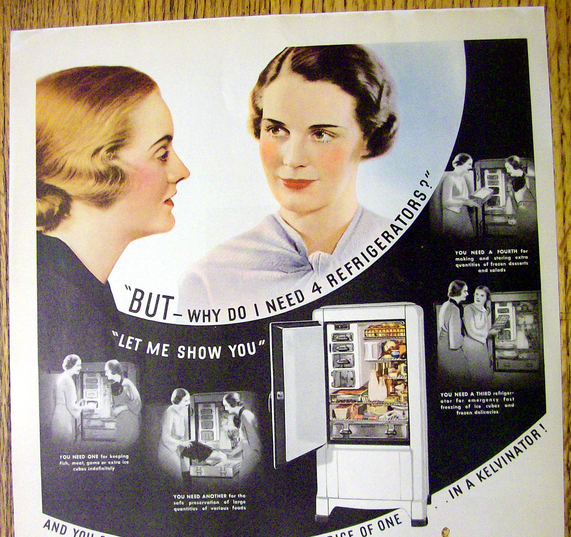 1935 Kelvinator Refrigerator with 2 Women Talking