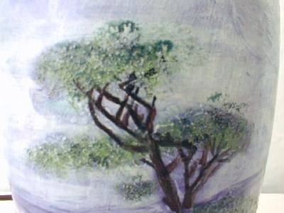 Blue Porcelain Lamp Hand Painted Scenes Signed