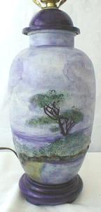 Blue Porcelain Lamp Hand Painted Scenes Signed
