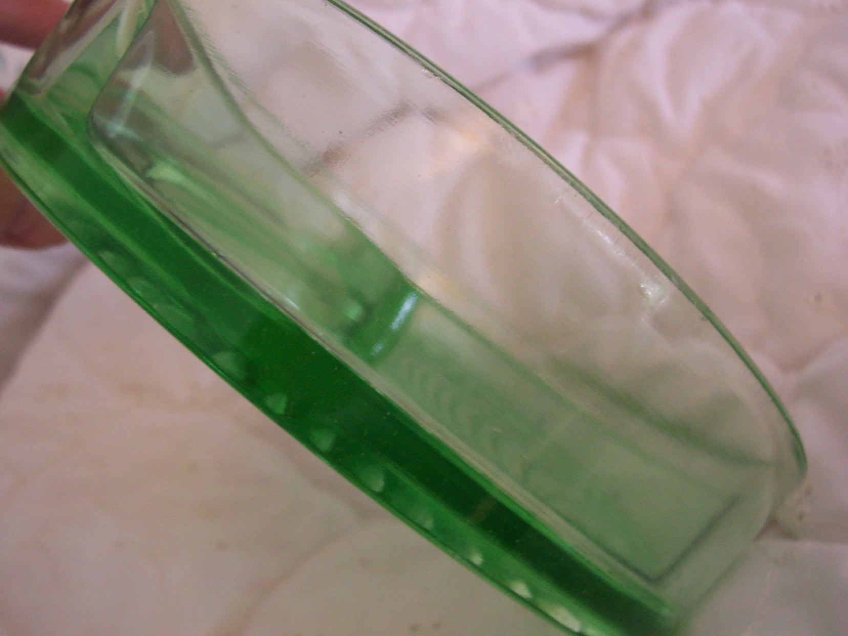 Pressed Green Glass round divided dish
