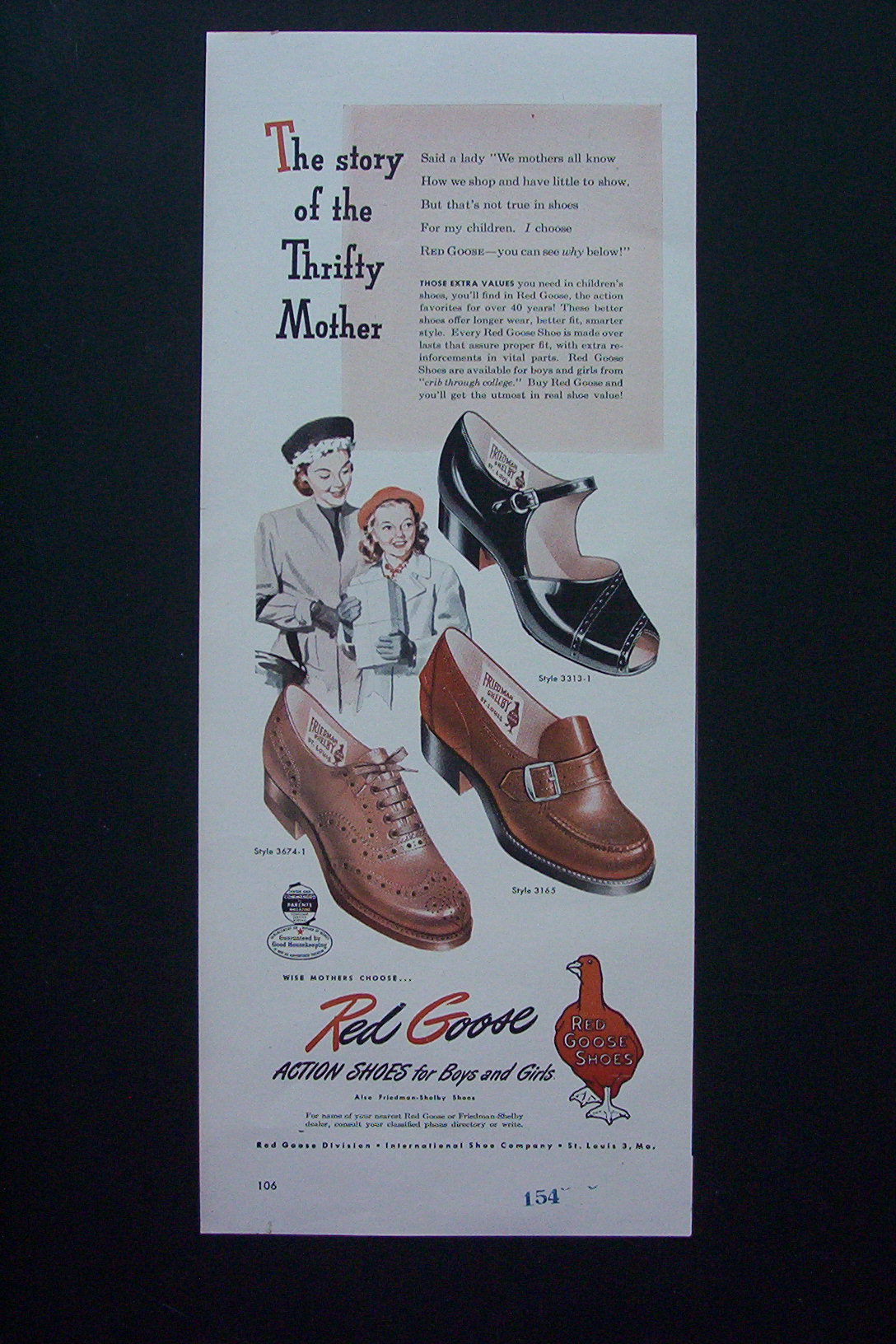1947 Red Goose Shoes with Woman & Girl