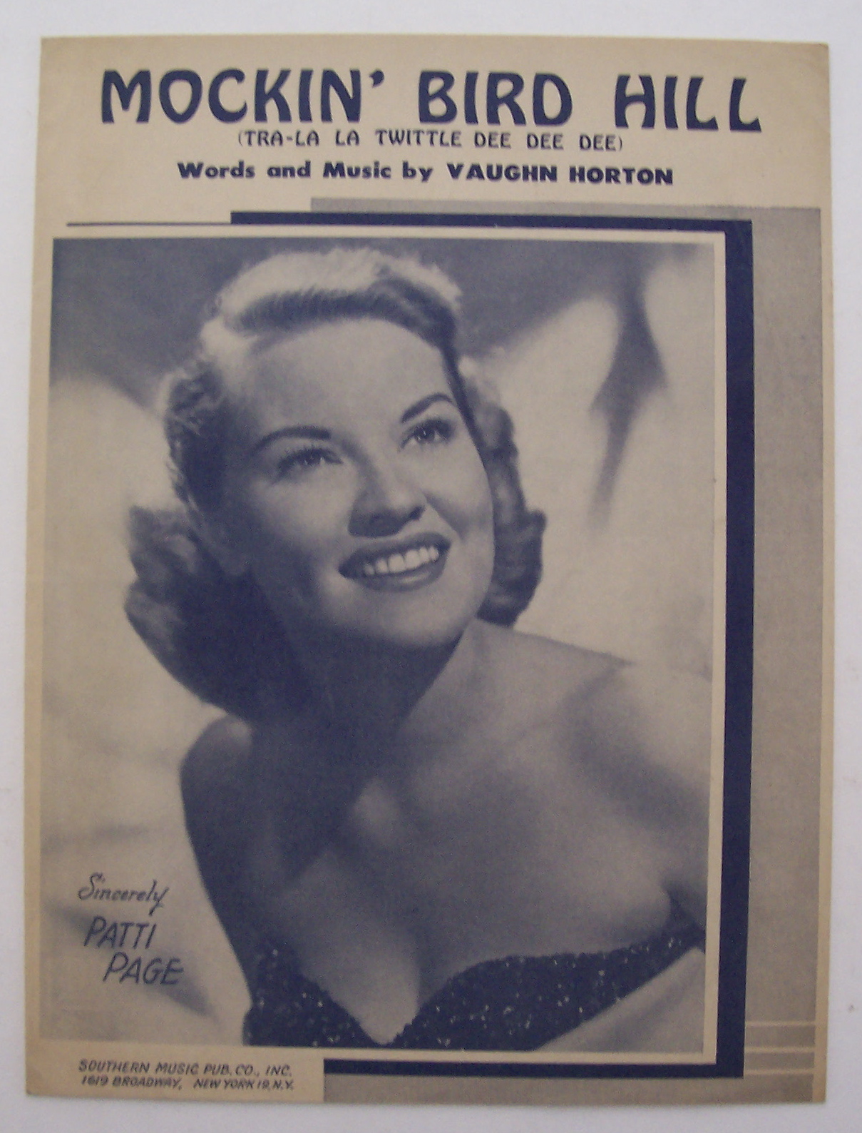 Sheet Music For 1949 Mockin' Bird Hill-Patti Page Cover