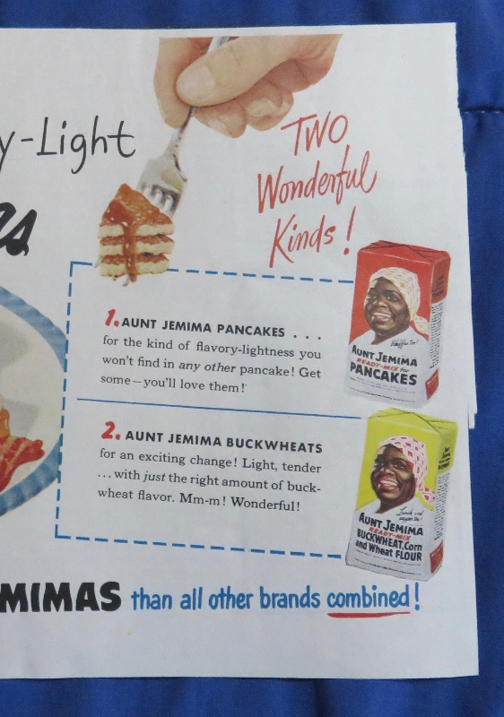 1951 Aunt Jemima Pancake Flour Mix with a Stack of Pancakes with Bacon