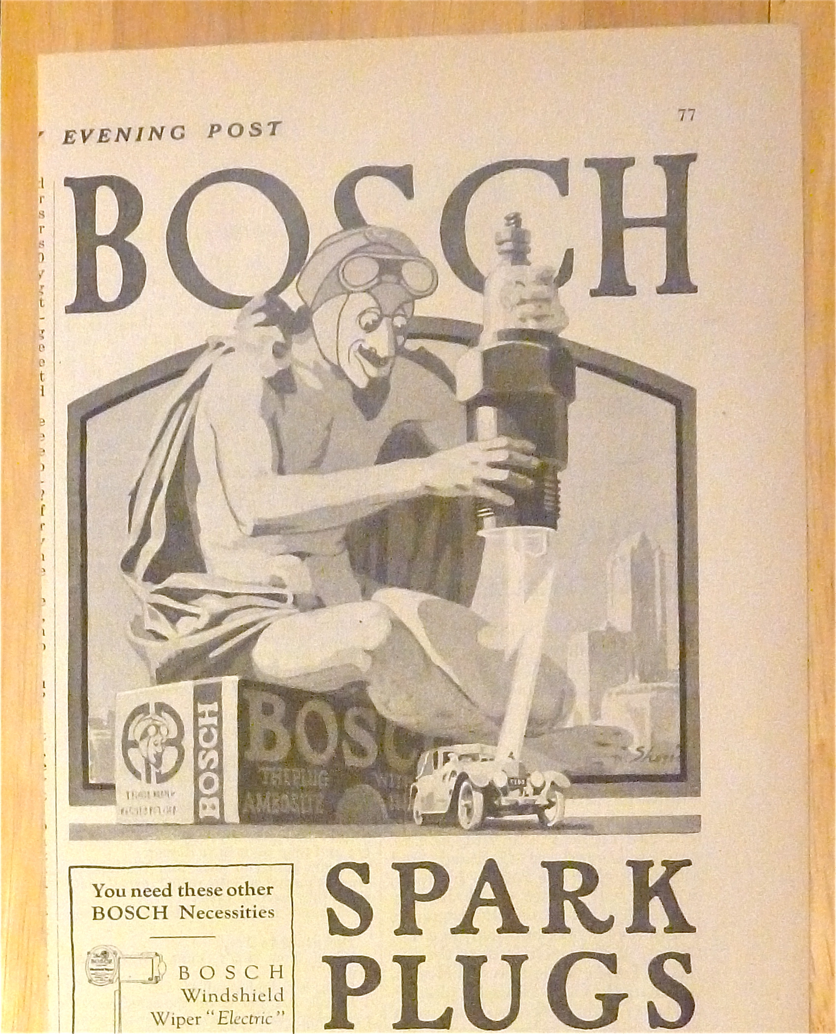 1924 Bosch Spark Plugs with Devil Zapping Car