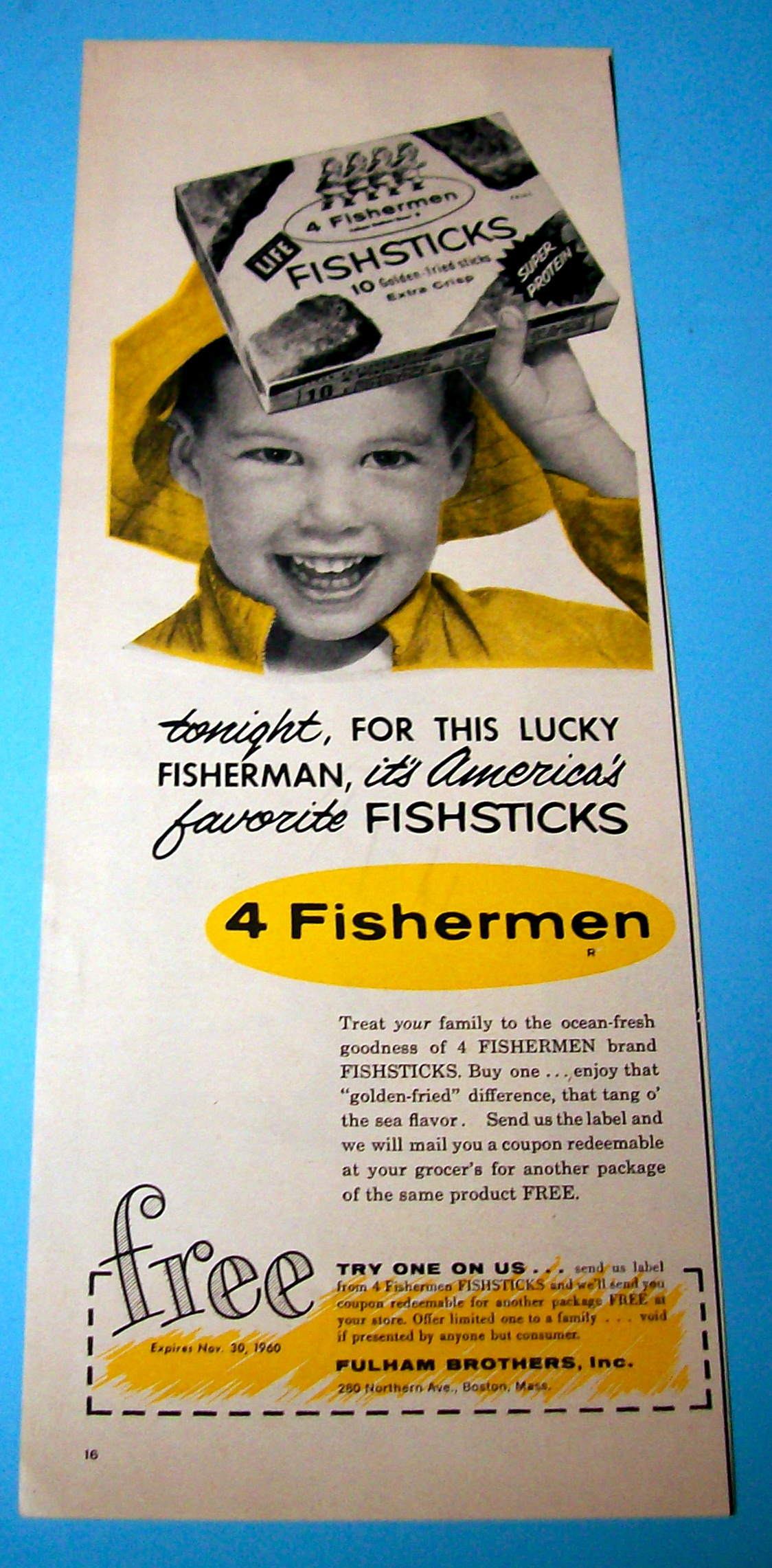Vintage Ad: 1960 4 Fishermen Fishsticks