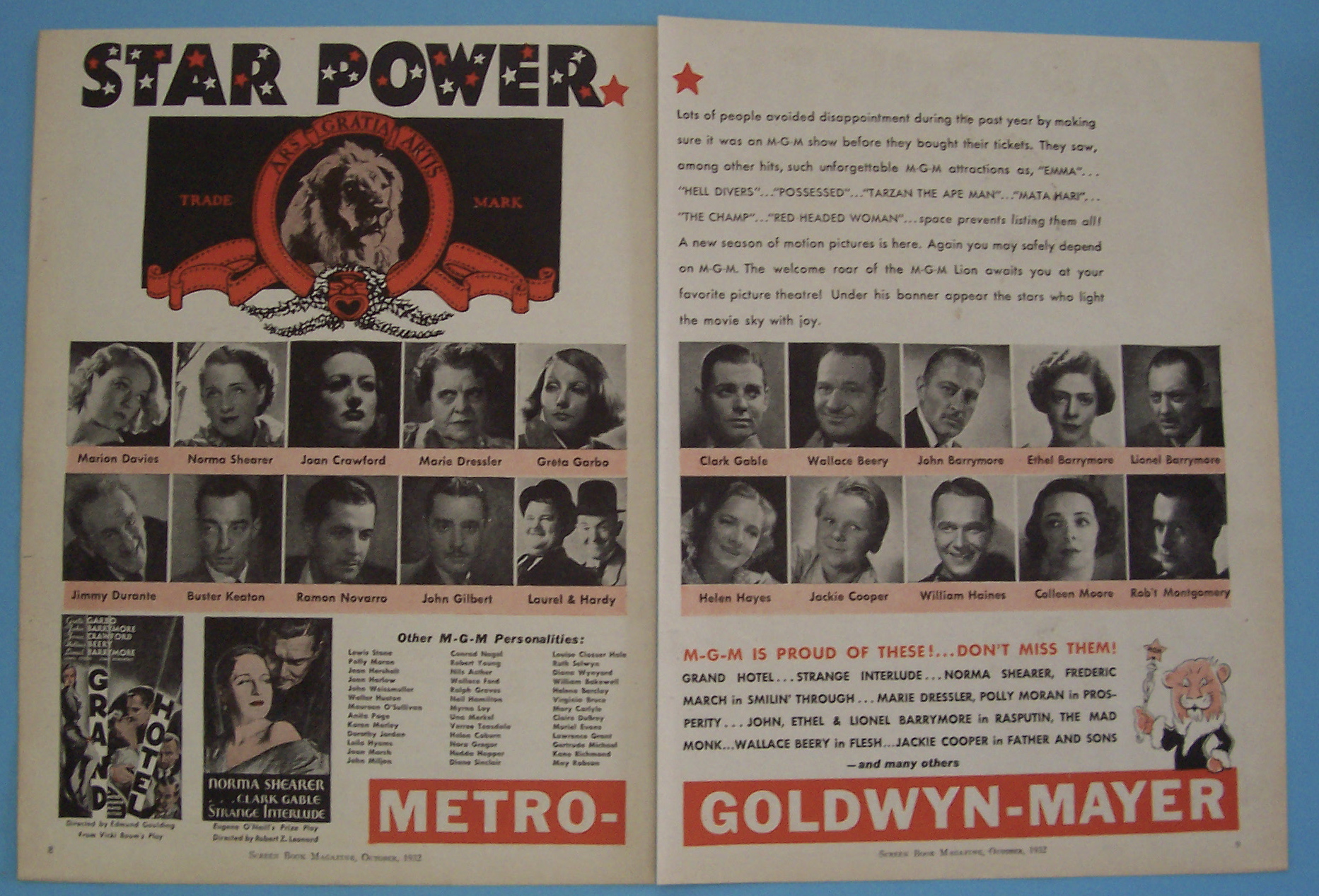 Vintage Ad: 1932 Metro-Goldwyn Star Power w/M. Davies