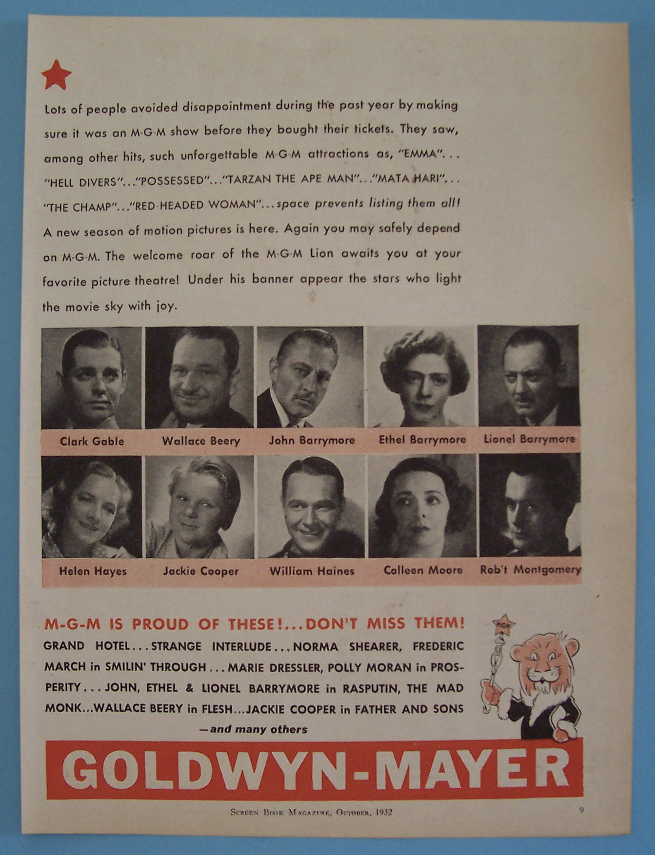 Vintage Ad: 1932 Metro-Goldwyn Star Power w/M. Davies