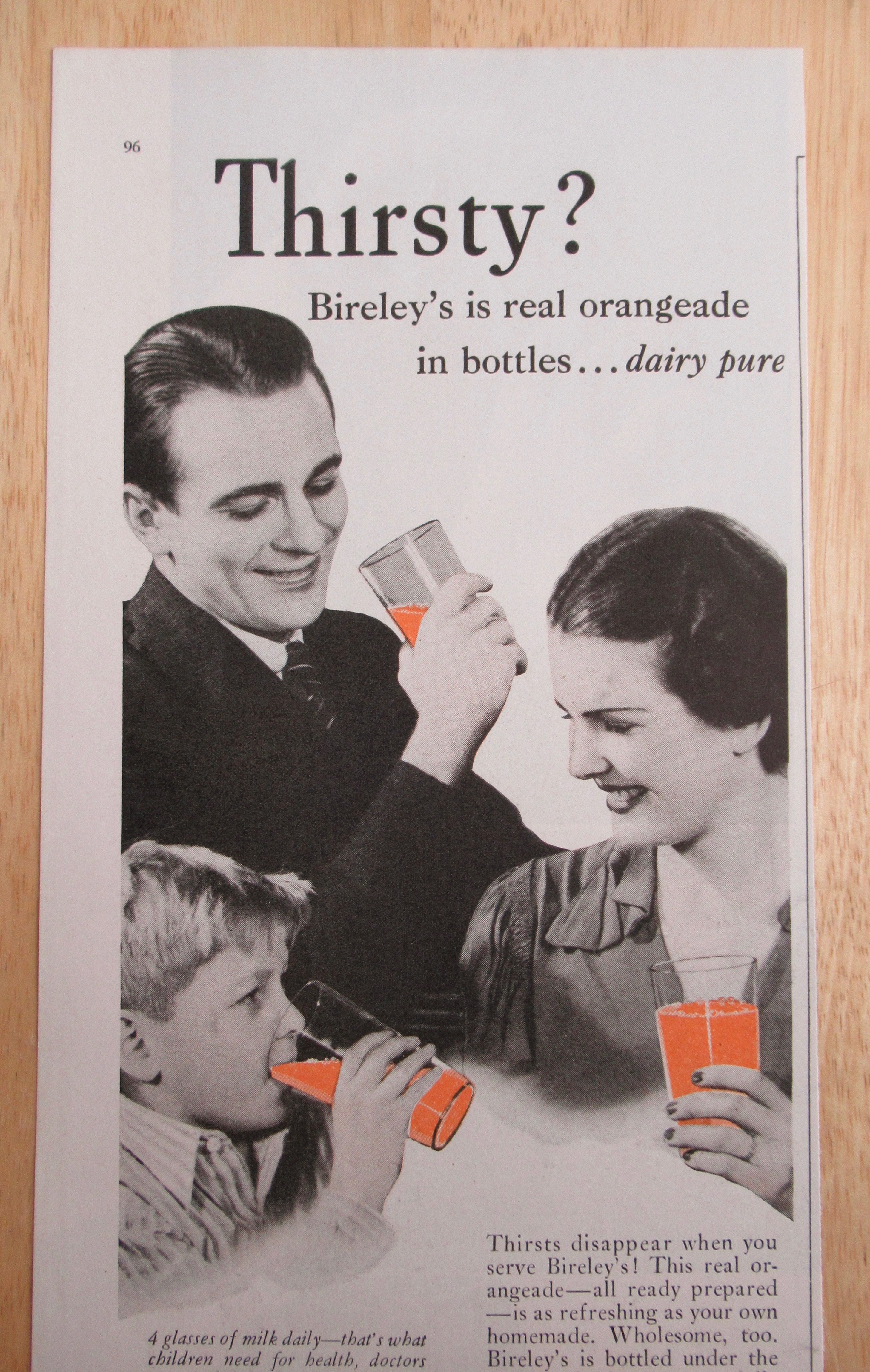 1938 Bireley's Orangeade with Family Drinking Orangeade