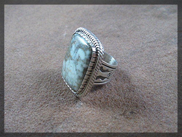Carico Lake Green Turquoise Sterling Silver Ring