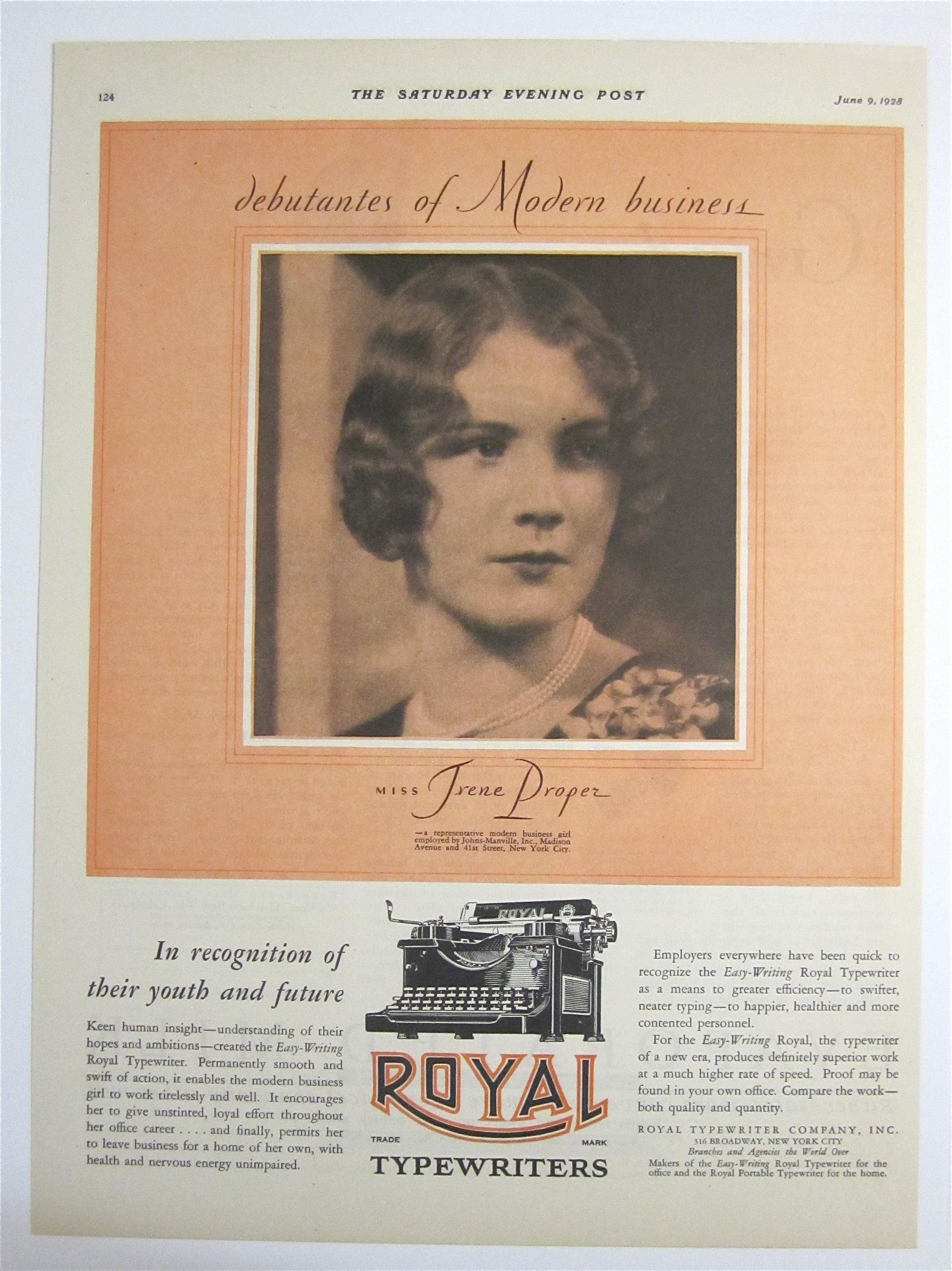 1928 Royal Typewriters with Miss Irene Proper