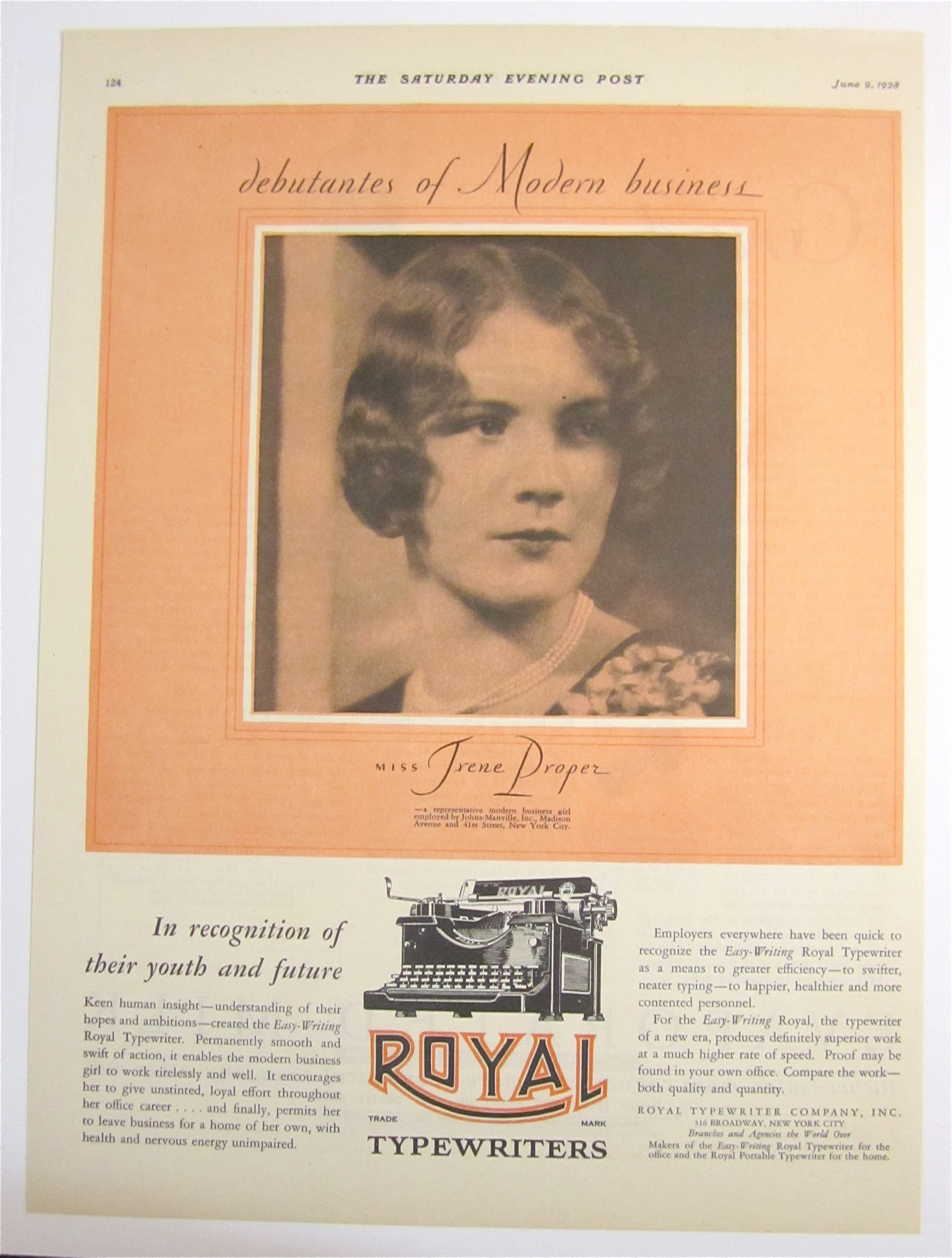 1928 Royal Typewriters with Miss Irene Proper