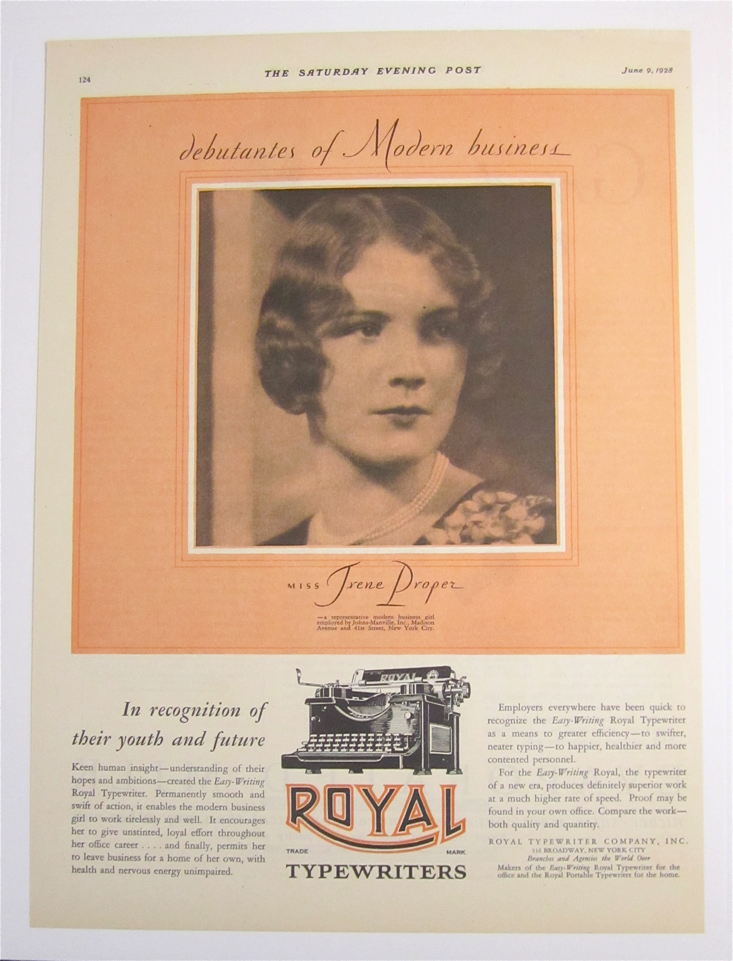 1928 Royal Typewriters with Miss Irene Proper