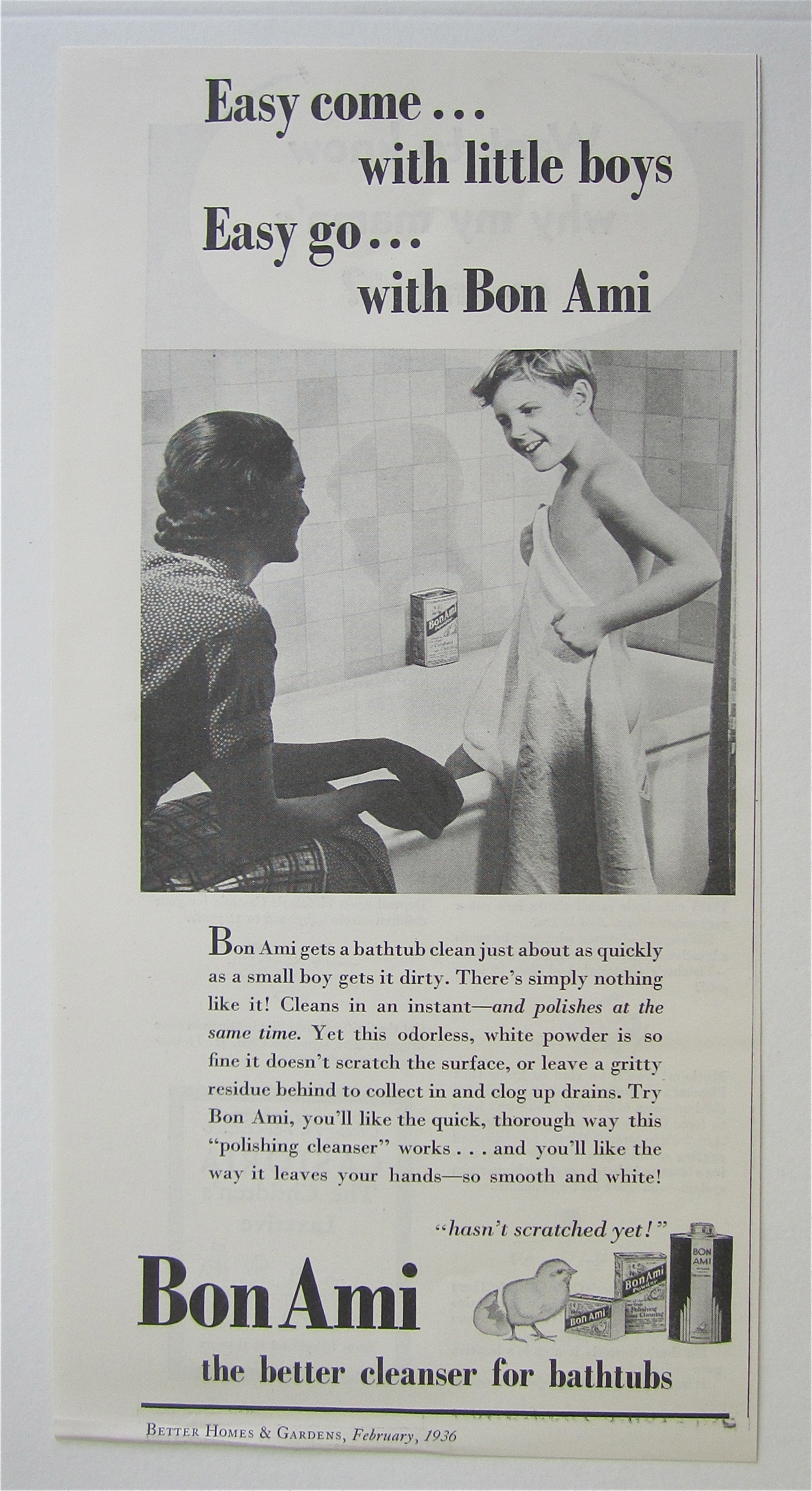 1936 Bon Ami with Mom Talking To Boy Getting Out Of Tub