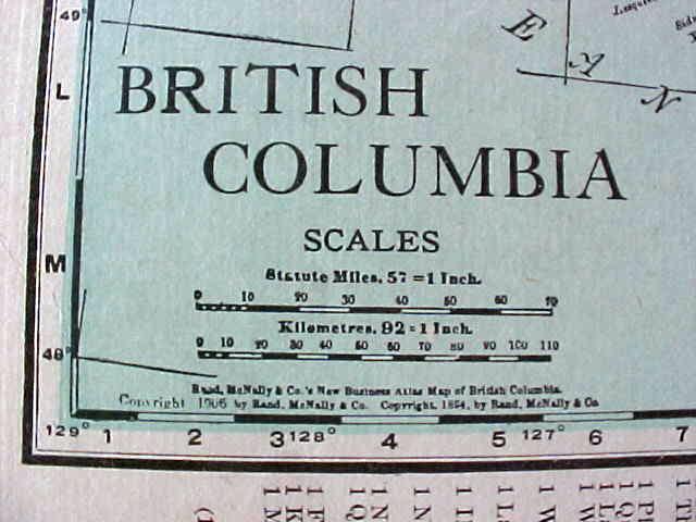 Map British Columbia Mexico 1912 Antique