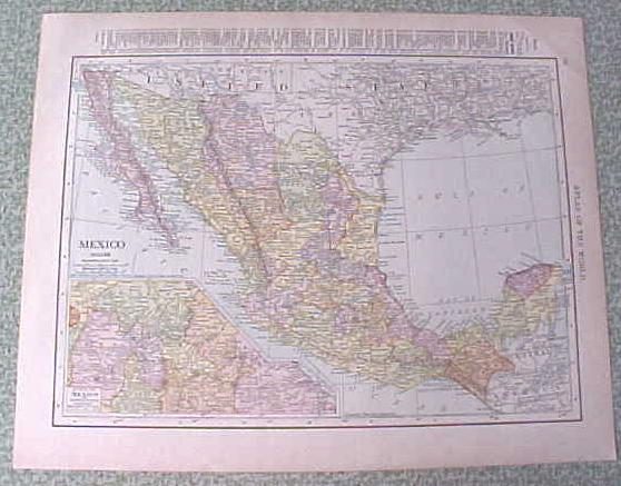 Map British Columbia Mexico 1912 Antique
