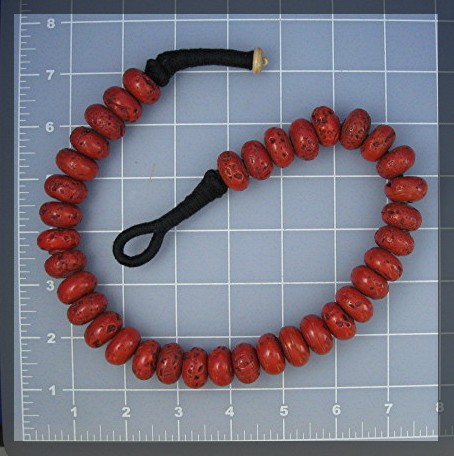 Necklace Red Coral Button Clasp