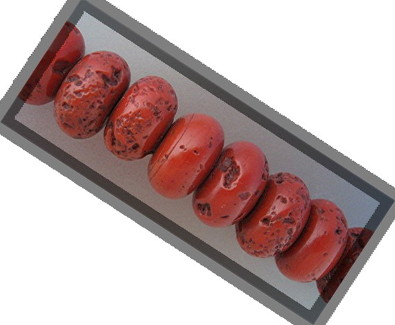 Necklace Red Coral Button Clasp