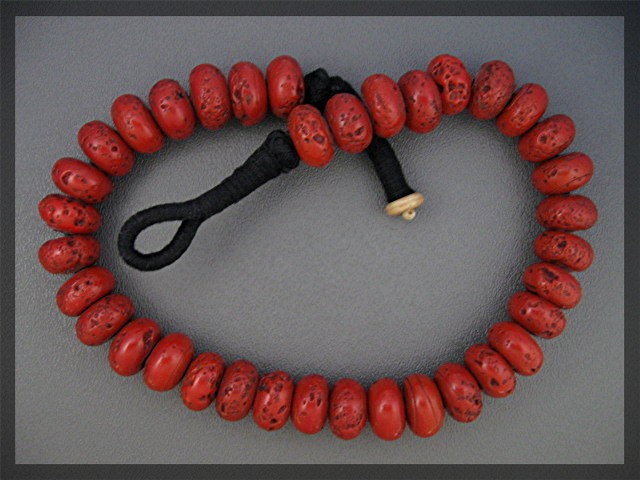 Necklace Red Coral Button Clasp