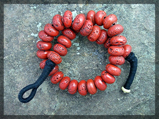 Necklace Red Coral Button Clasp