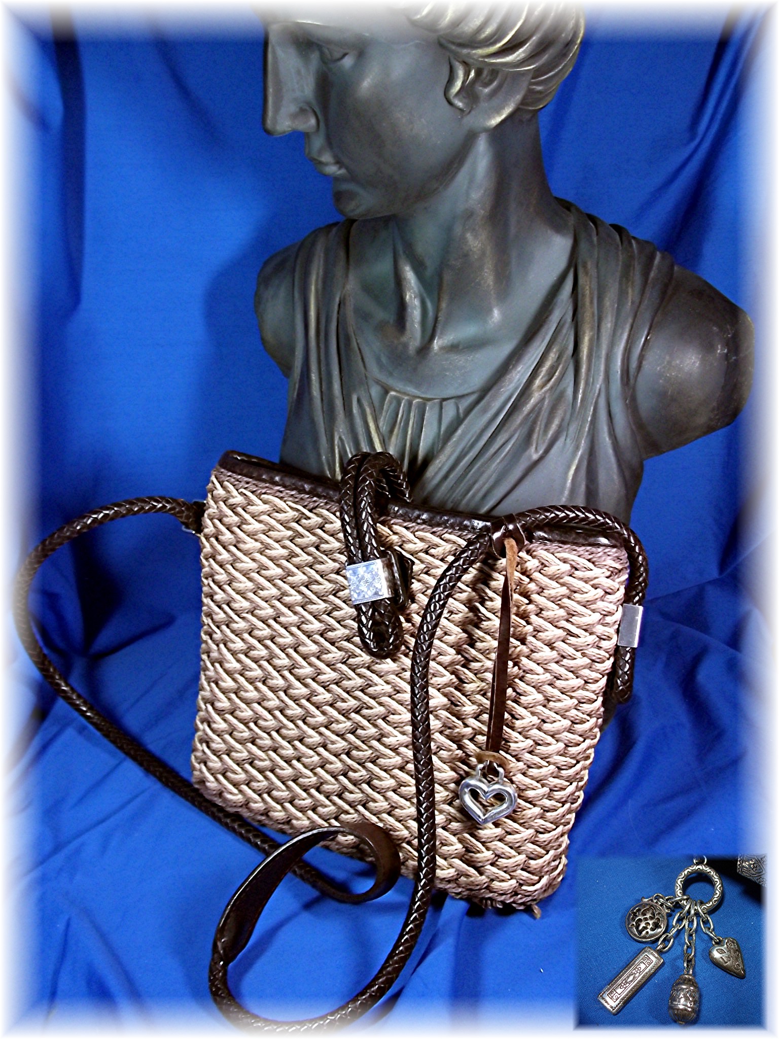 Brighton Leather and Straw Shoulder Bag