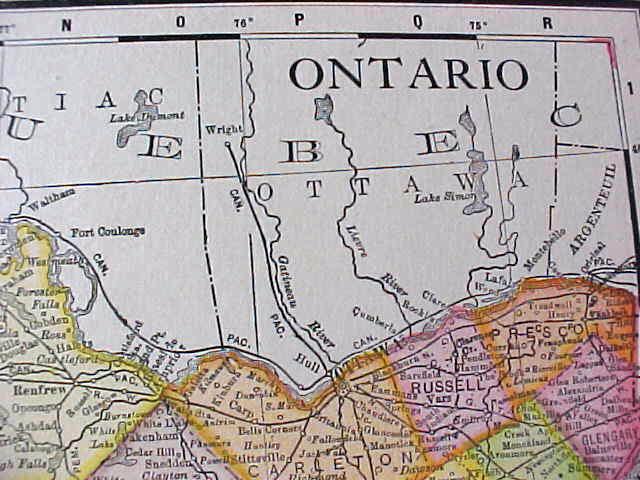 Map Ontario Quebec 1912 Antique
