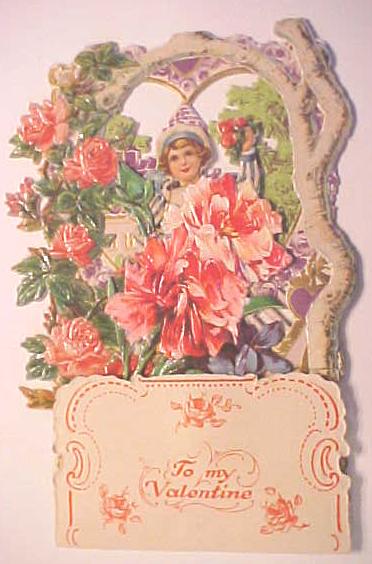 Valentines Card Germany Boy Castle Fold Out Antique