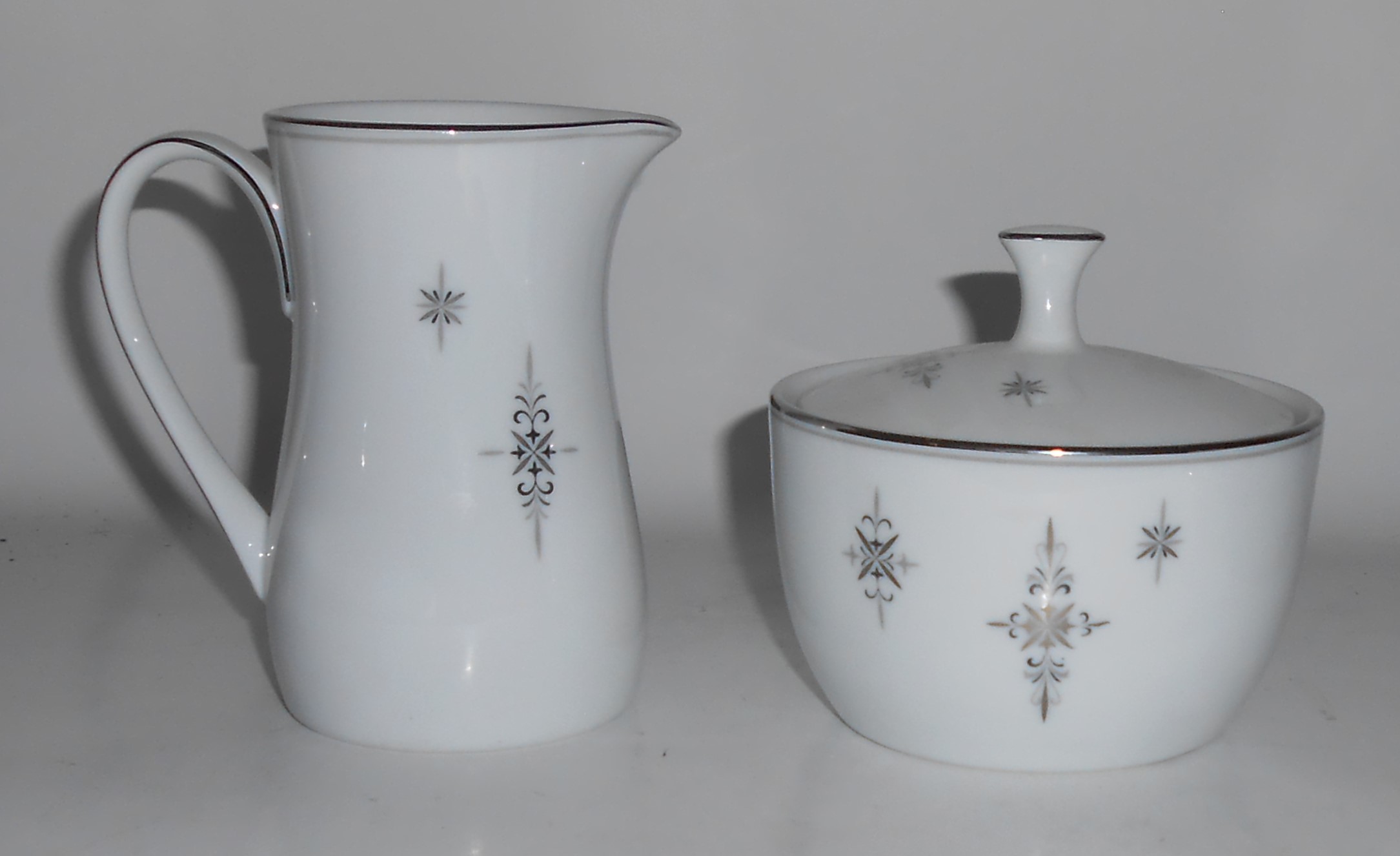 Noritake China Stella w/Platinum Creamer & Sugar Bowl S