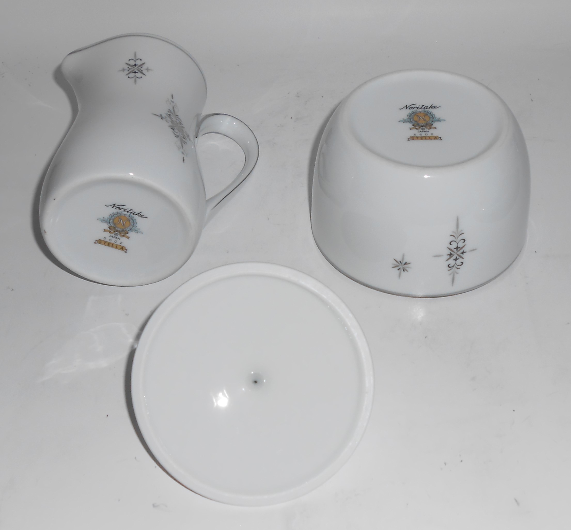 Noritake China Stella w/Platinum Creamer & Sugar Bowl S