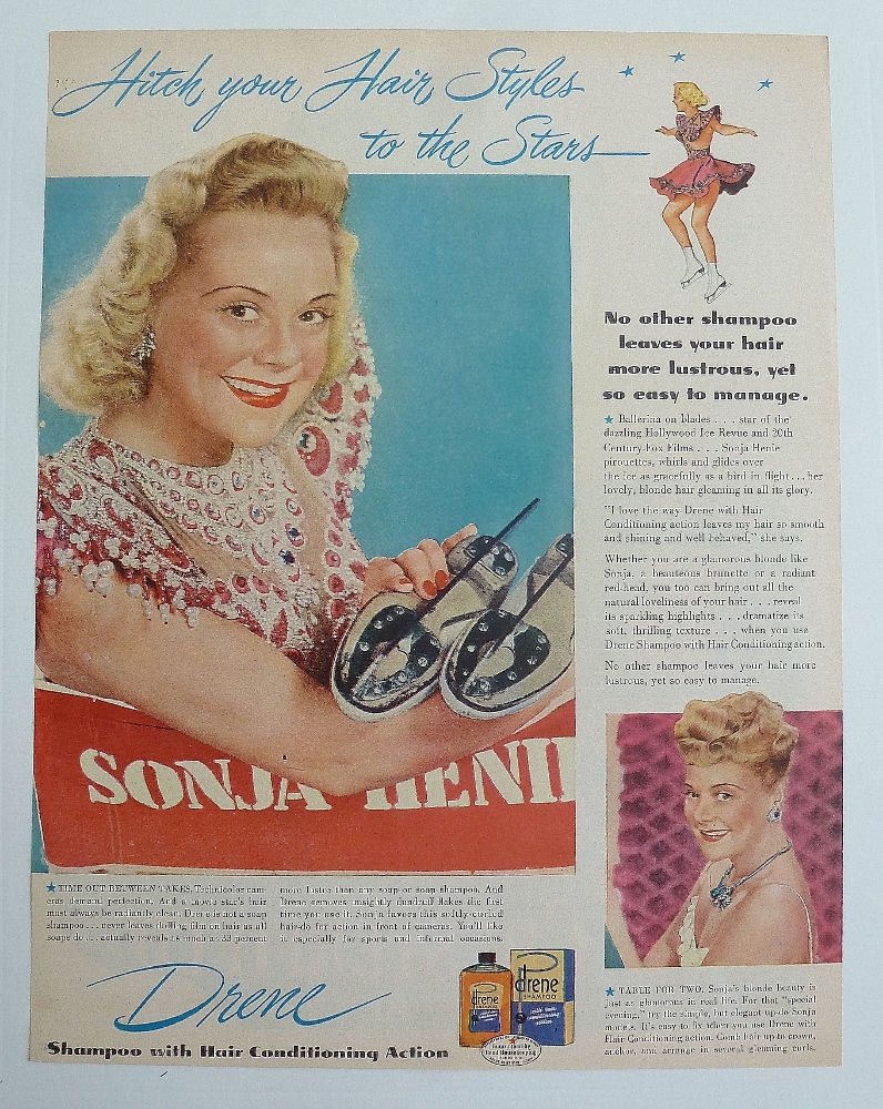 1947 Drene Shampoo With Skater Sonja Henie